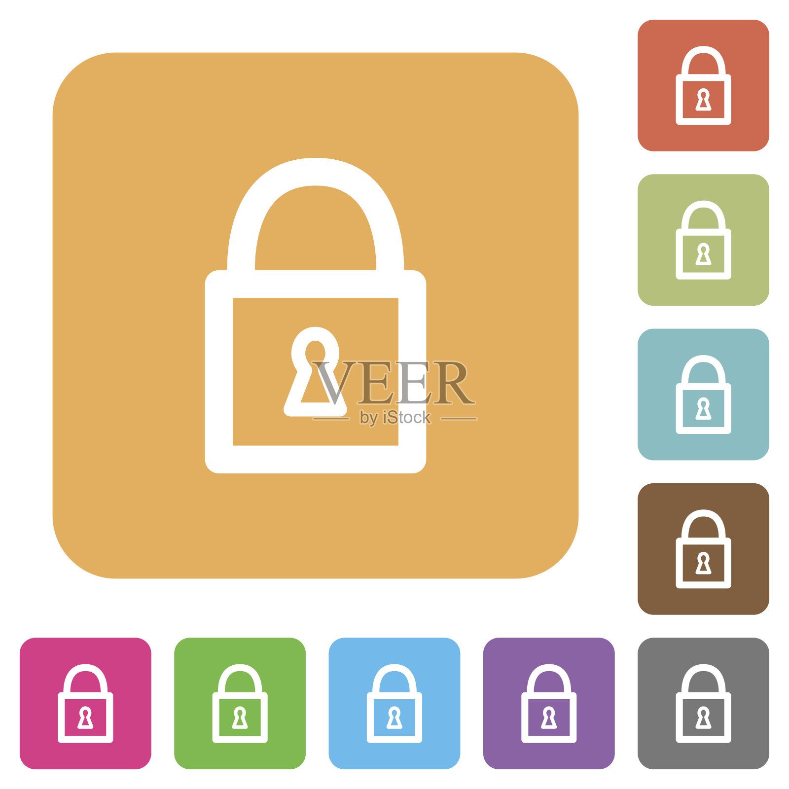 锁挂锁圆形方形平面图标图标素材