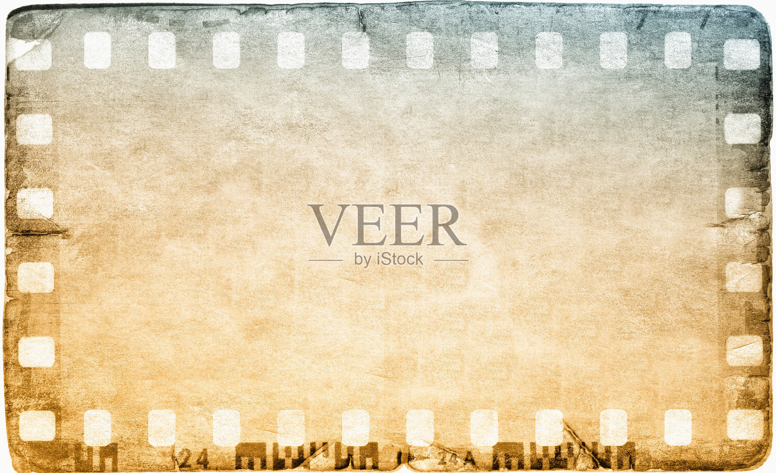 在旧的和损坏的纸张背景上的老式胶片带框架。照片摄影图片