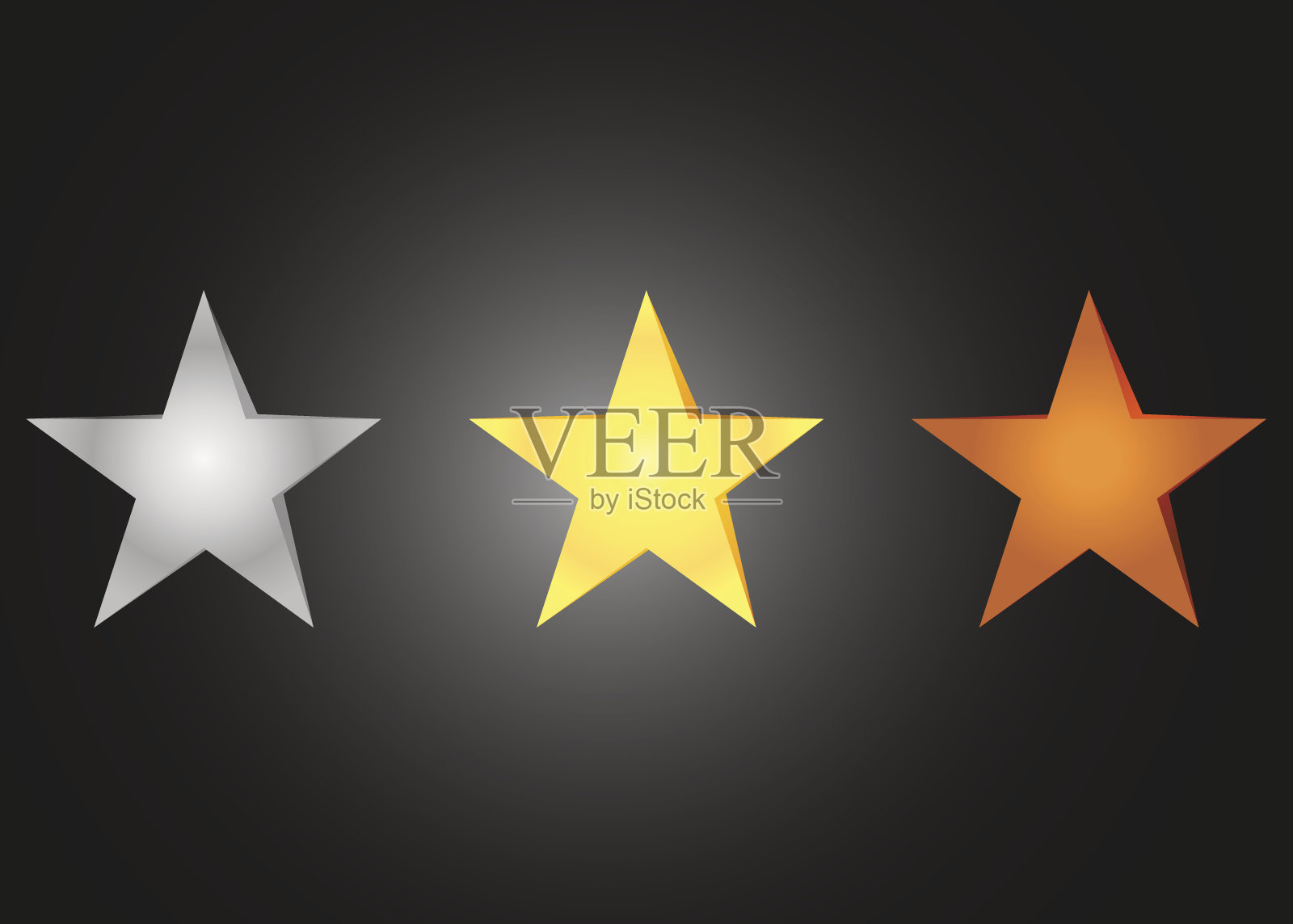 星星有青铜、银色和金色。一组明亮的星星插画图片素材