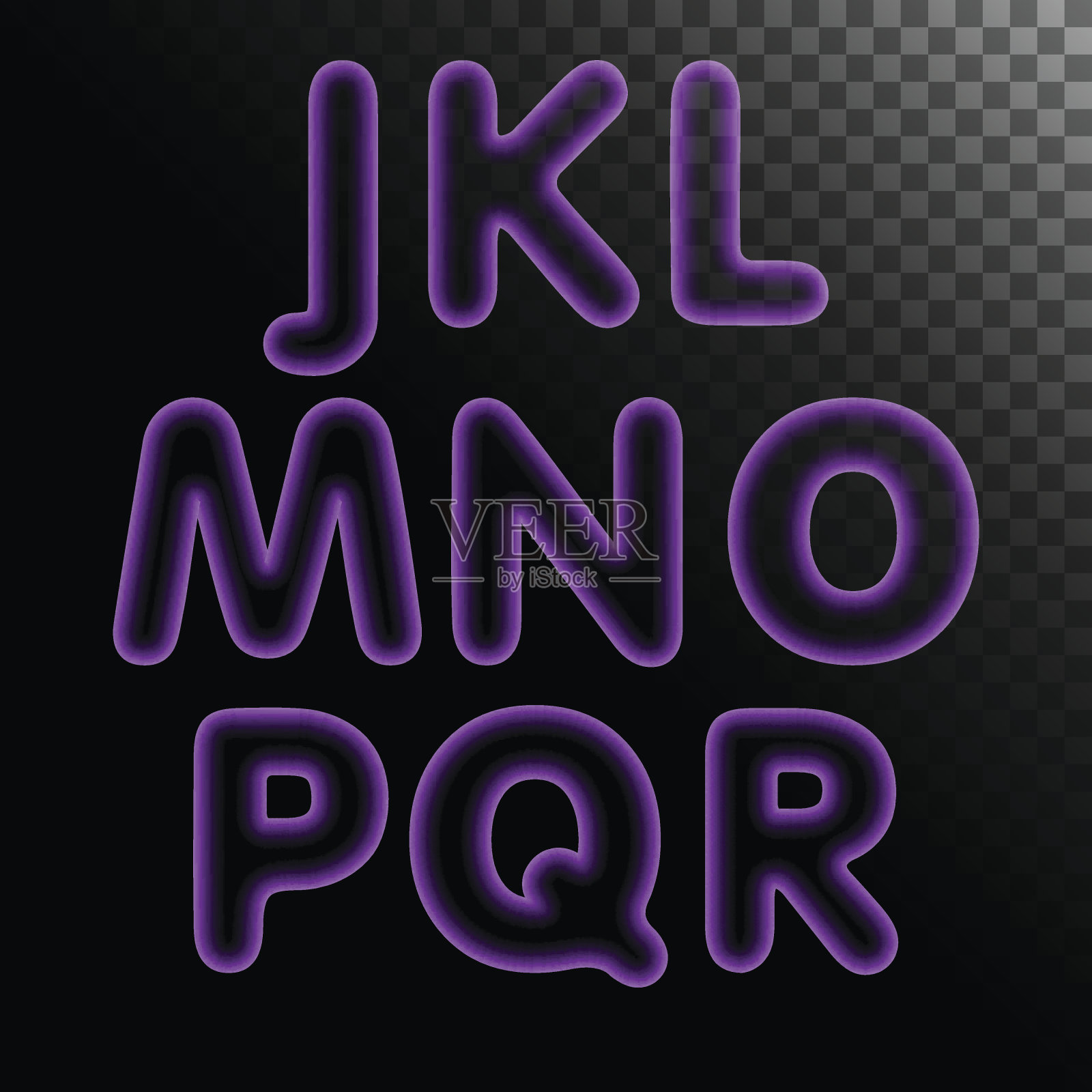 紫色x光霓虹灯发光字集插画图片素材