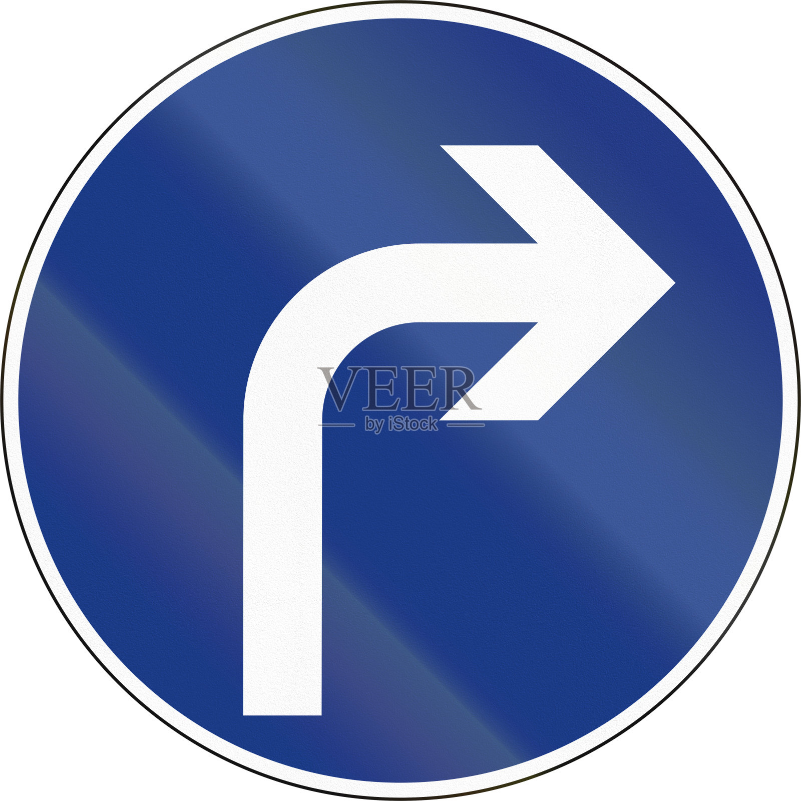 斯洛文尼亚强制方向标志-向前右转设计元素图片