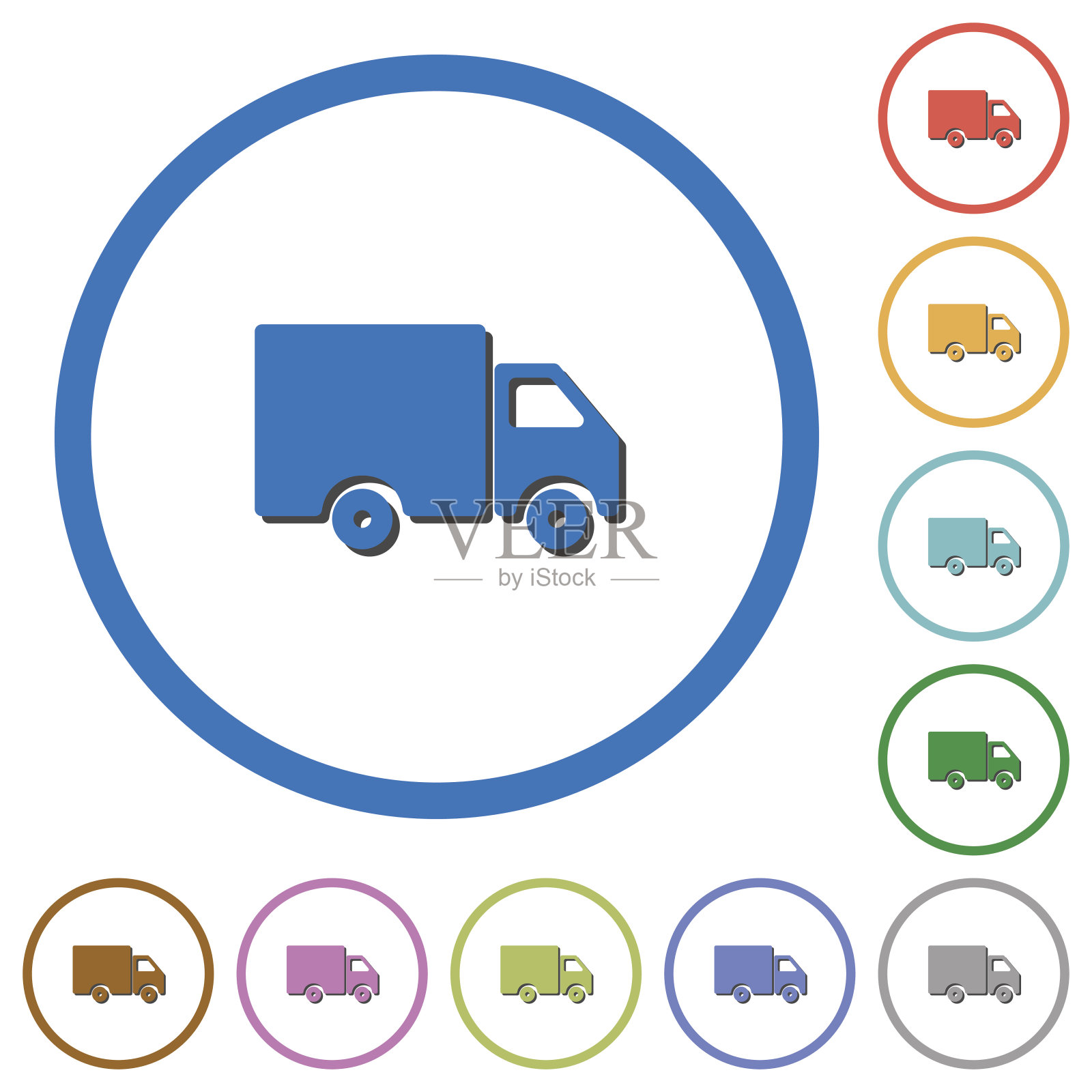 带有阴影和轮廓的货车图标图标素材