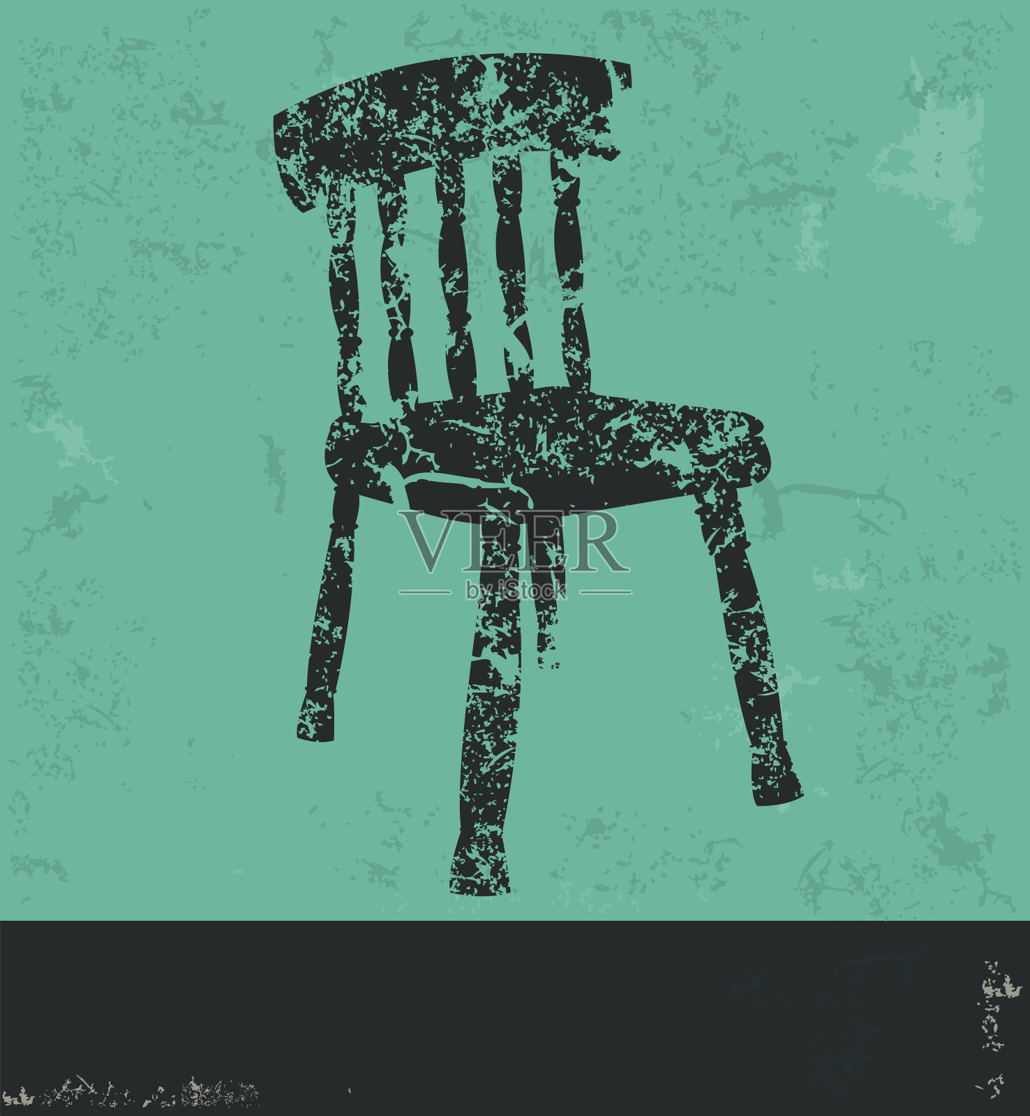 椅子设计以绿色为背景，矢量插画图片素材