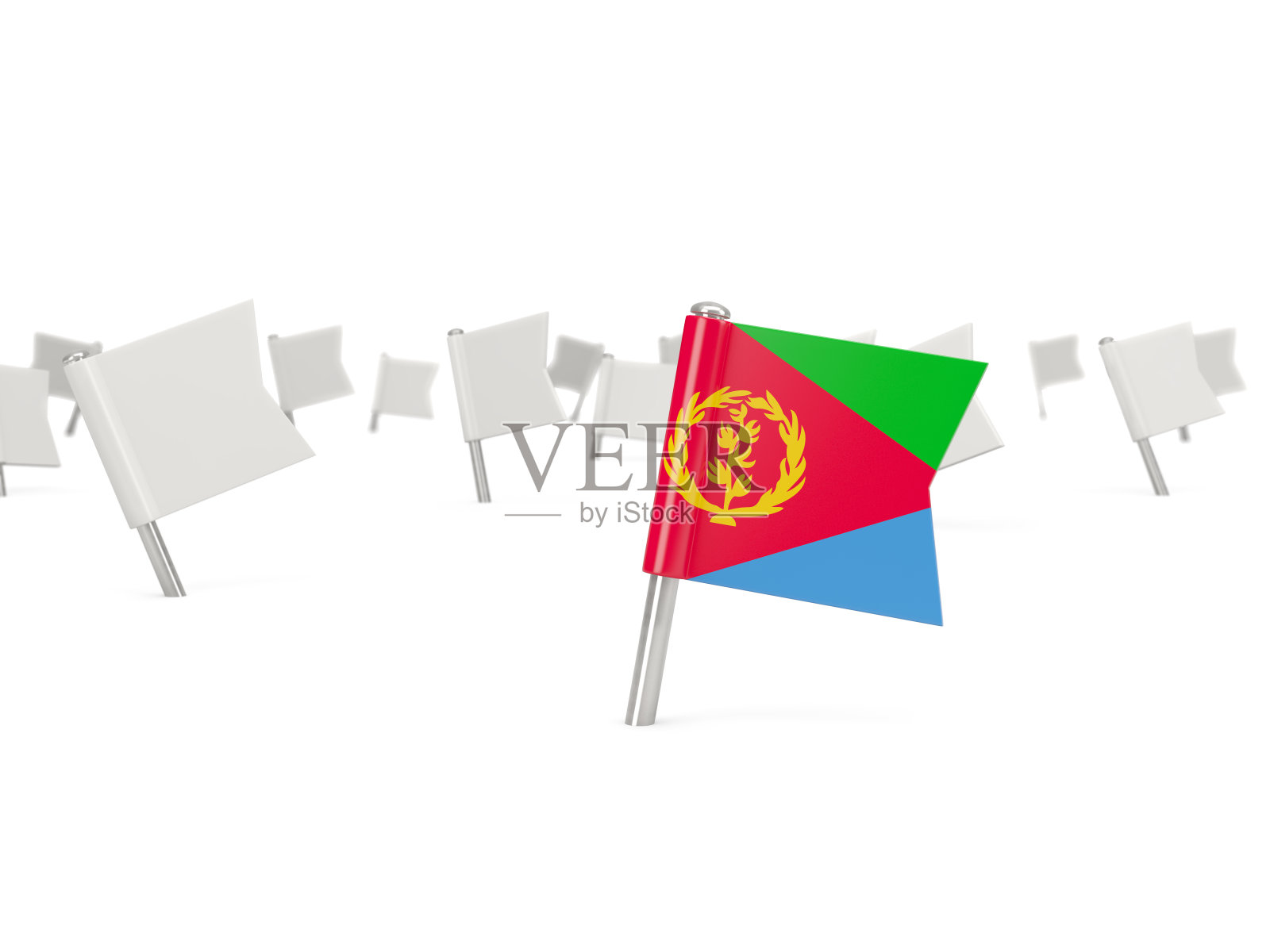 印有厄立特里亚国旗的方形别针照片摄影图片