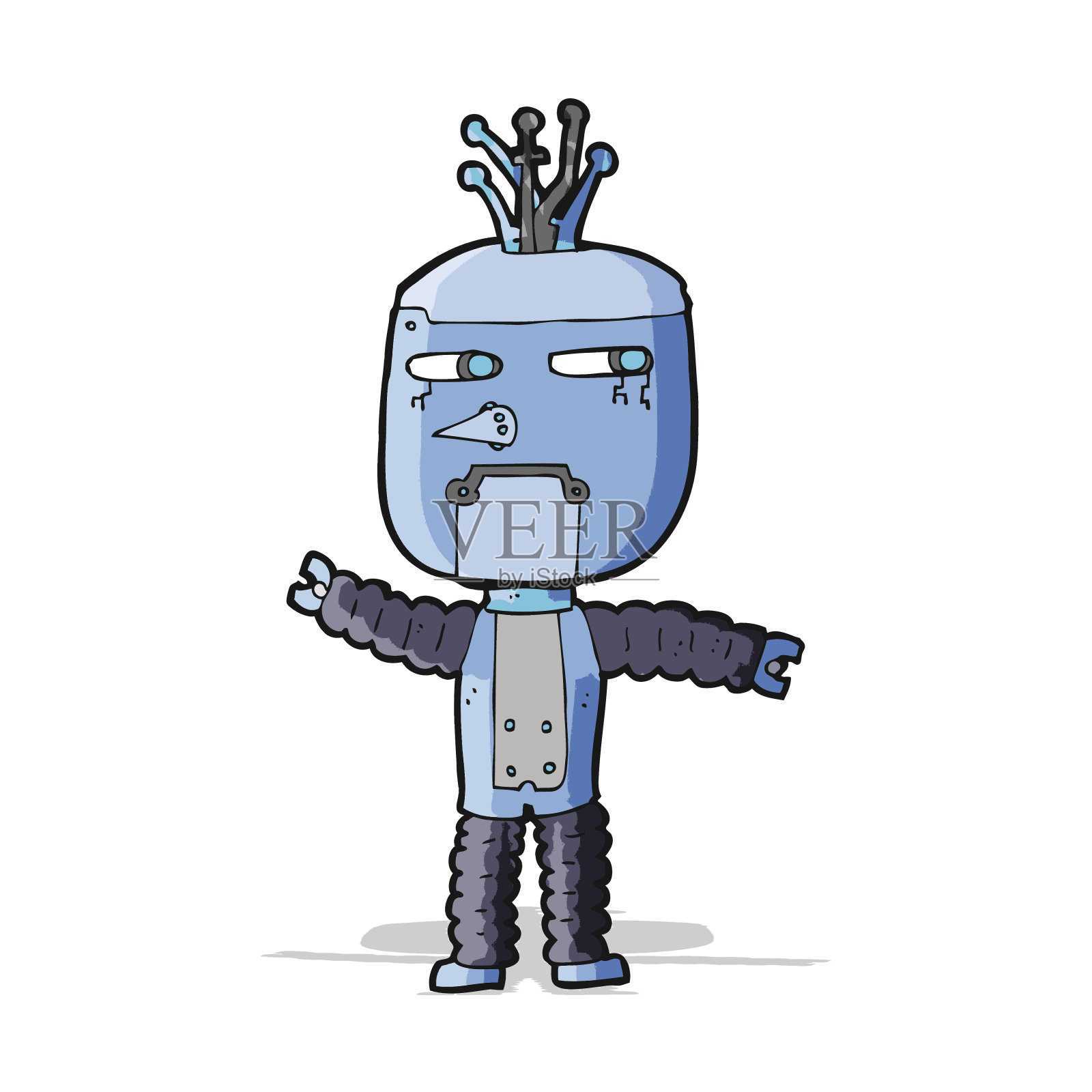 卡通挥舞着机器人设计元素图片