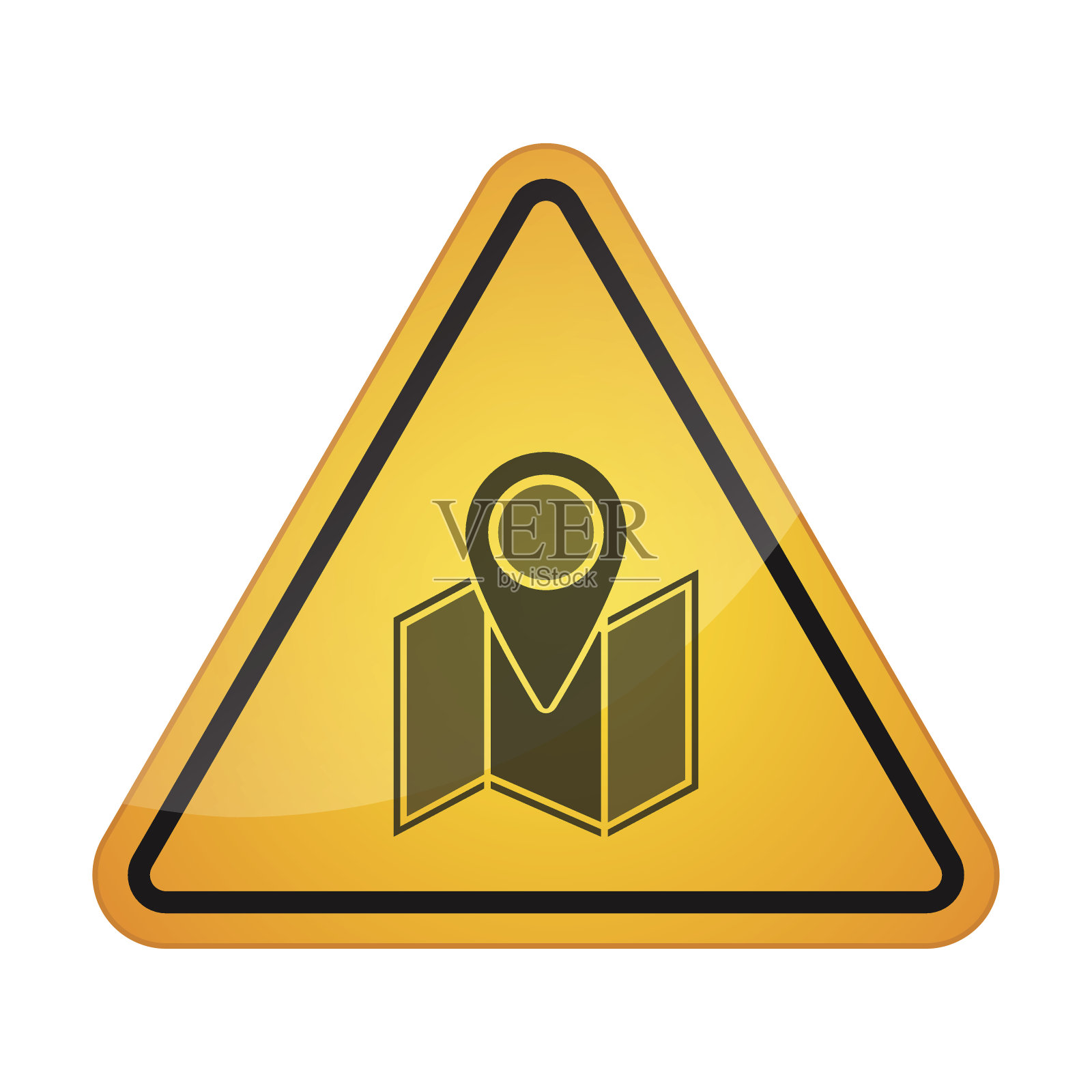 带有地图的危险信号图标图标素材