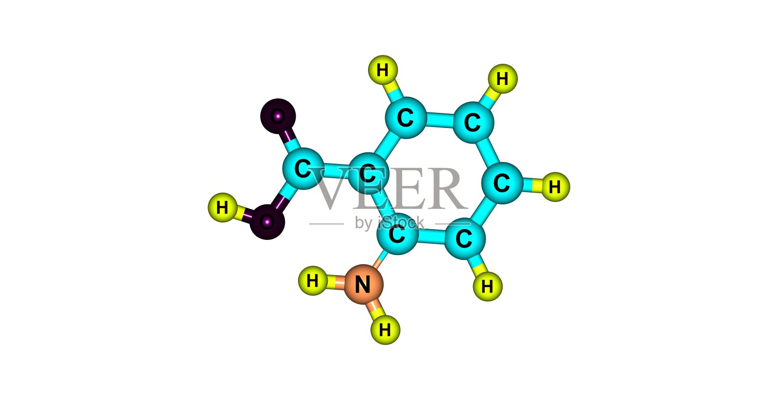 邻氨基苯甲酸分子结构孤立于白色上插画图片素材