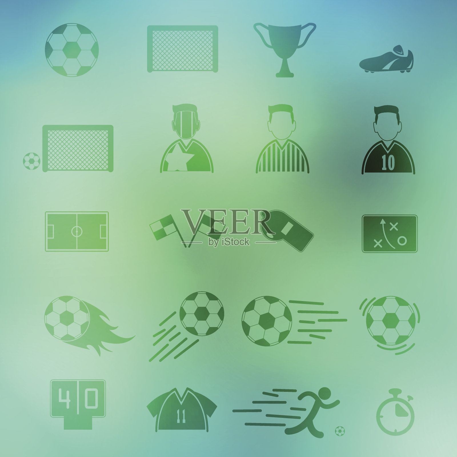 足球图标设置的背景。插图eps10插画图片素材