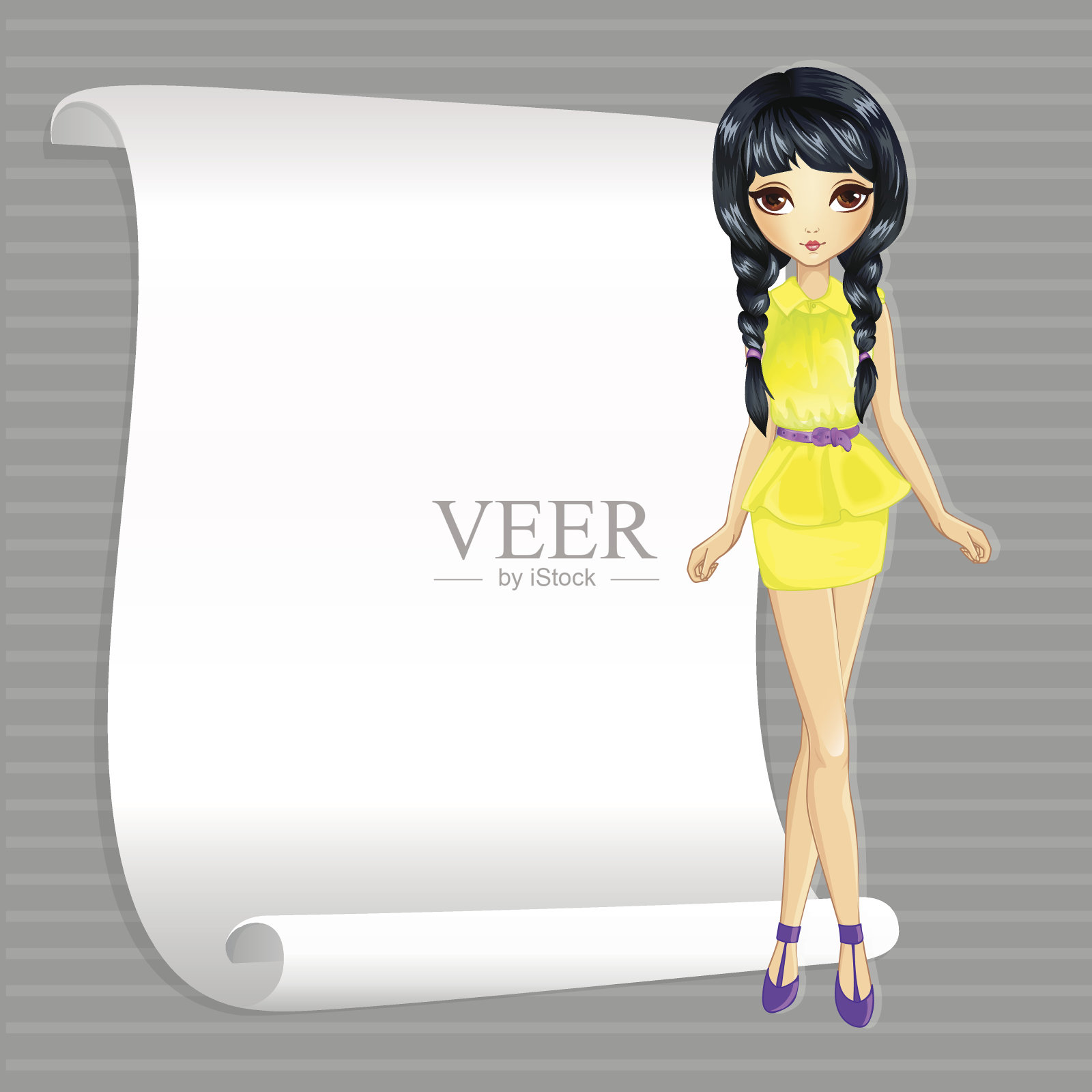 穿着黄色服装拿着横幅的女孩设计元素图片