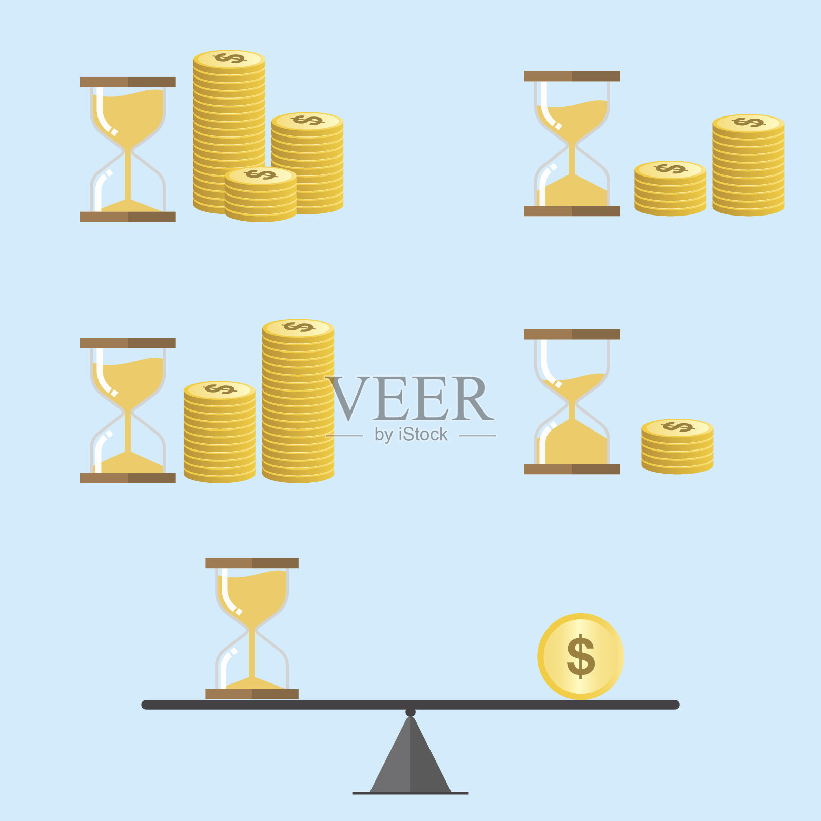 权衡平衡时间和金钱更昂贵的概念得到更快插画图片素材