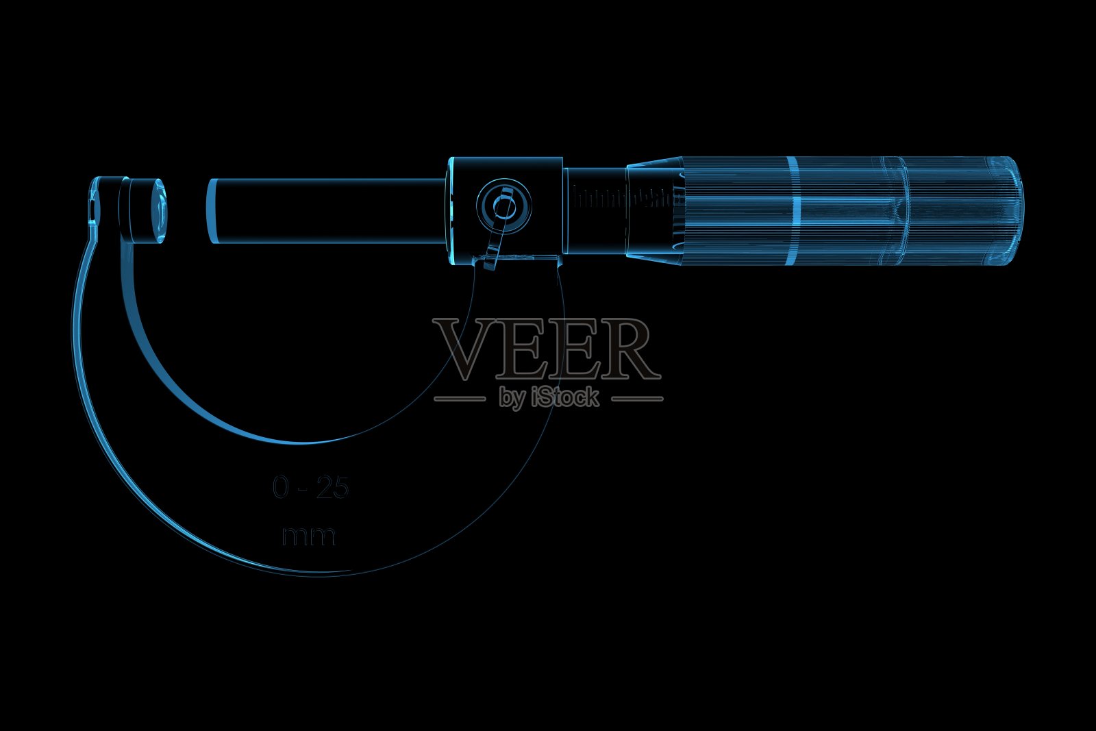 3D渲染蓝色x射线透明卡尺照片摄影图片