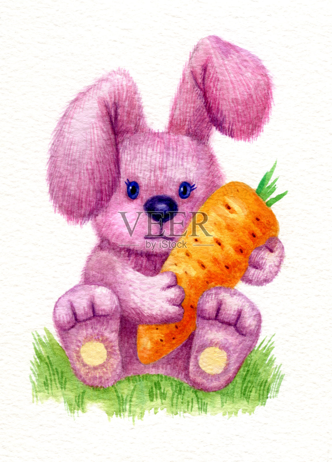 兔子拿着胡萝卜。设计元素图片