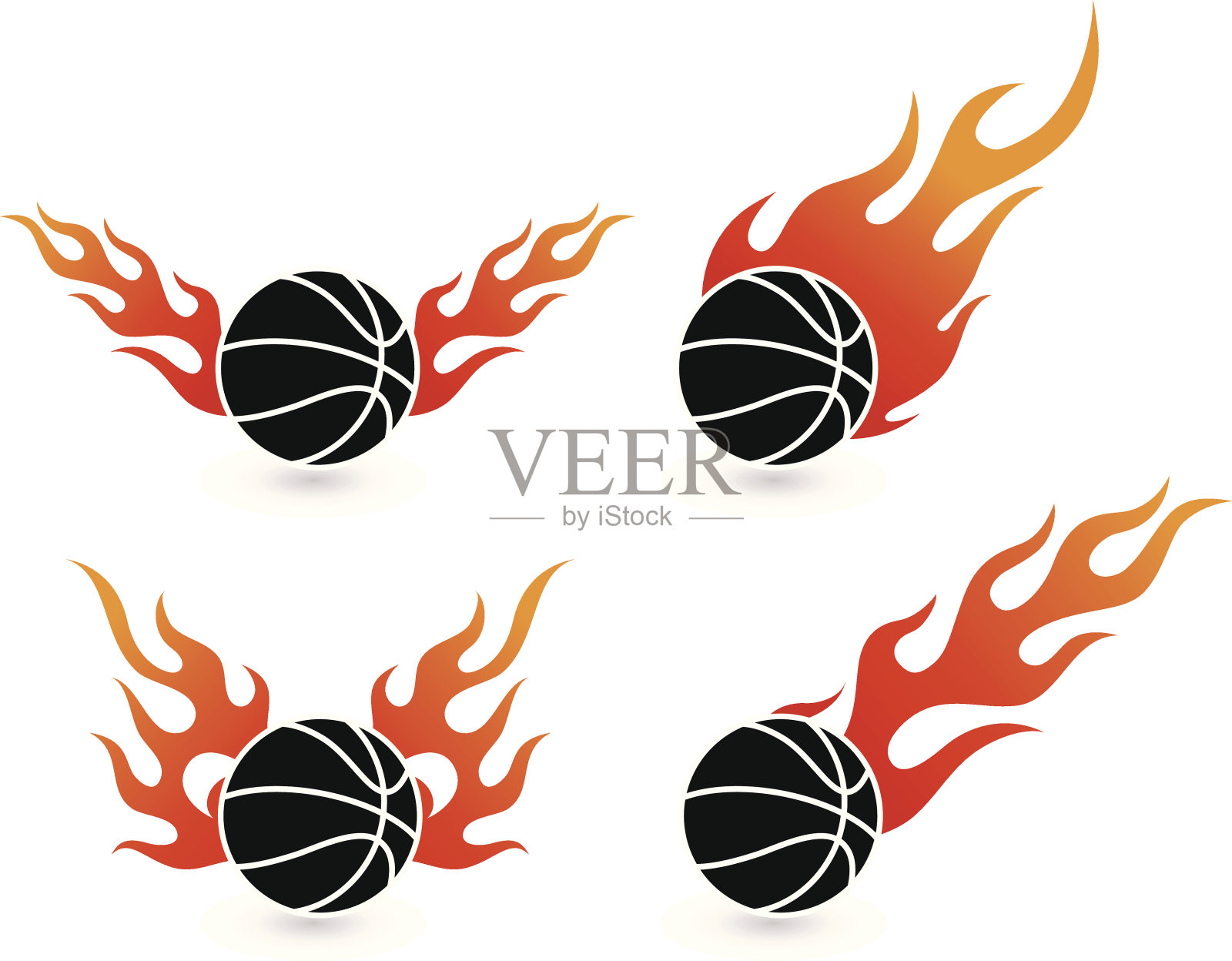 篮球火插画图片素材