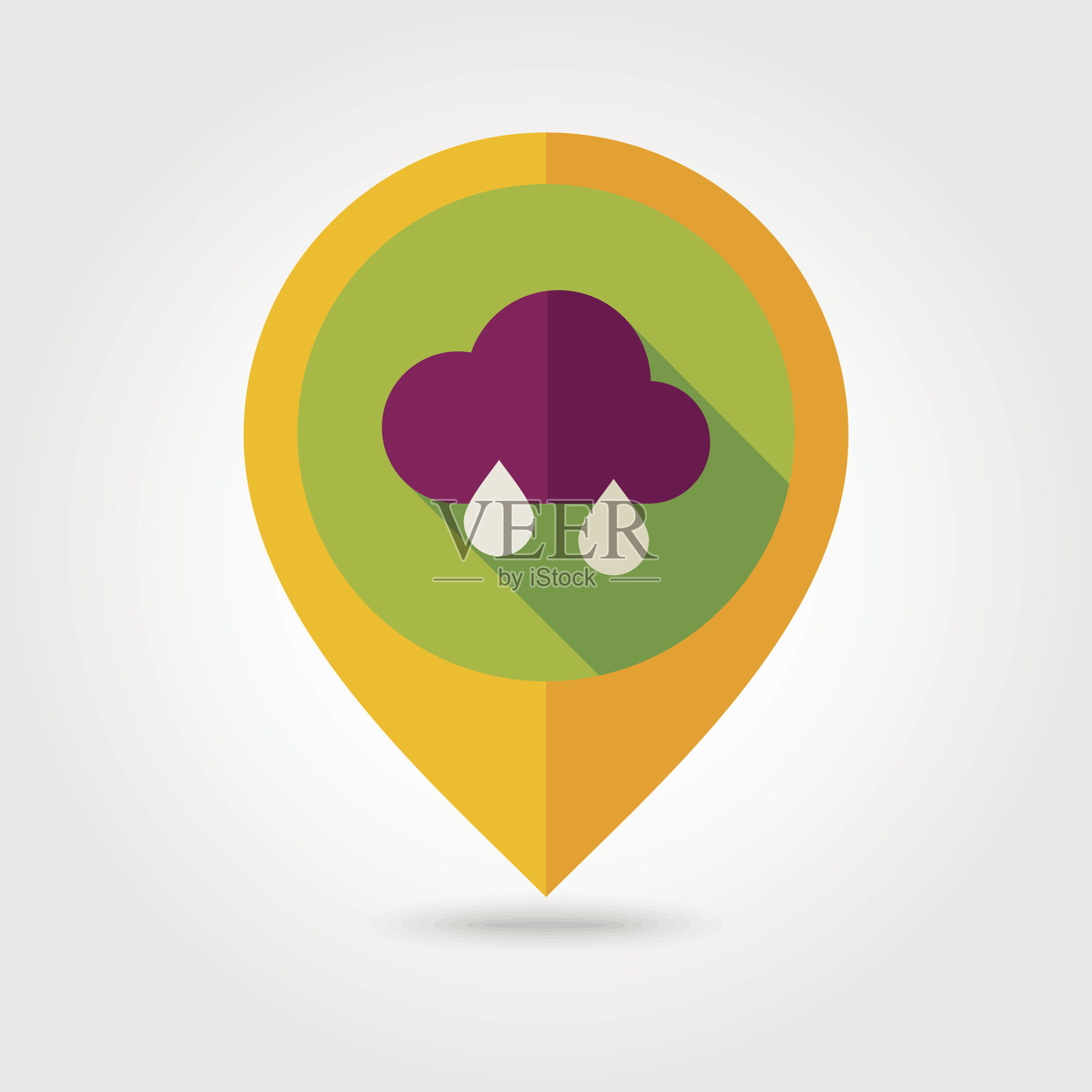 雨云平针地图图标。气象学。天气插画图片素材