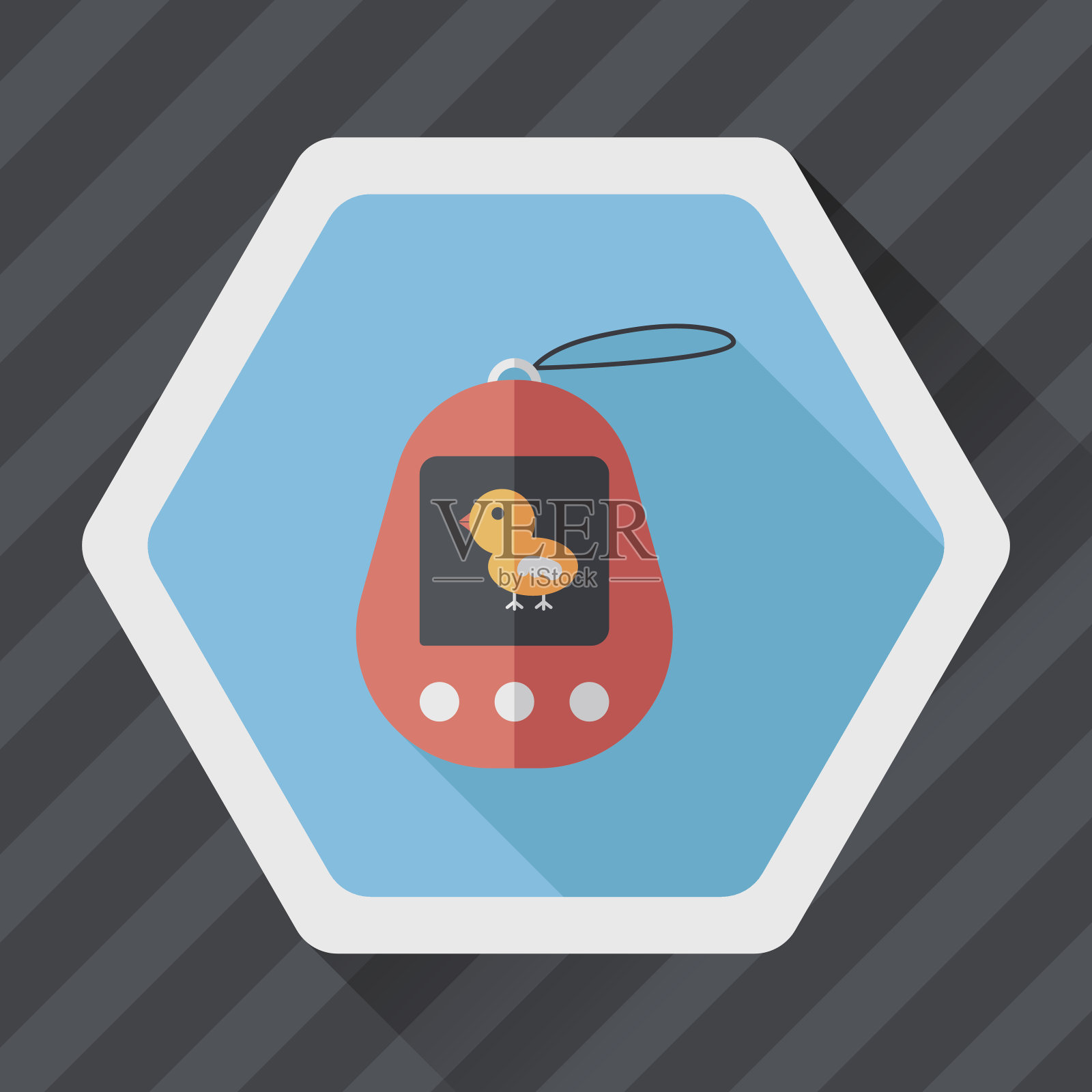 口袋宠物平面图标与长影子，eps 10插画图片素材