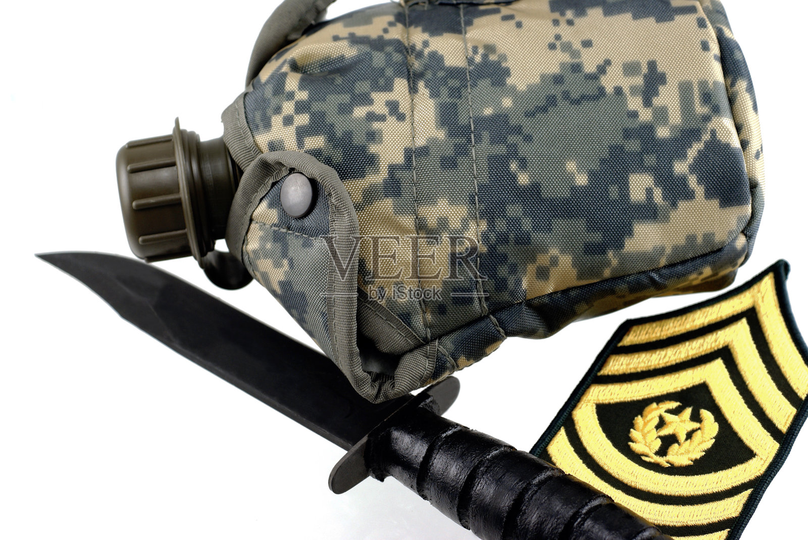 Canteen, Knife和Sergeant Patch照片摄影图片