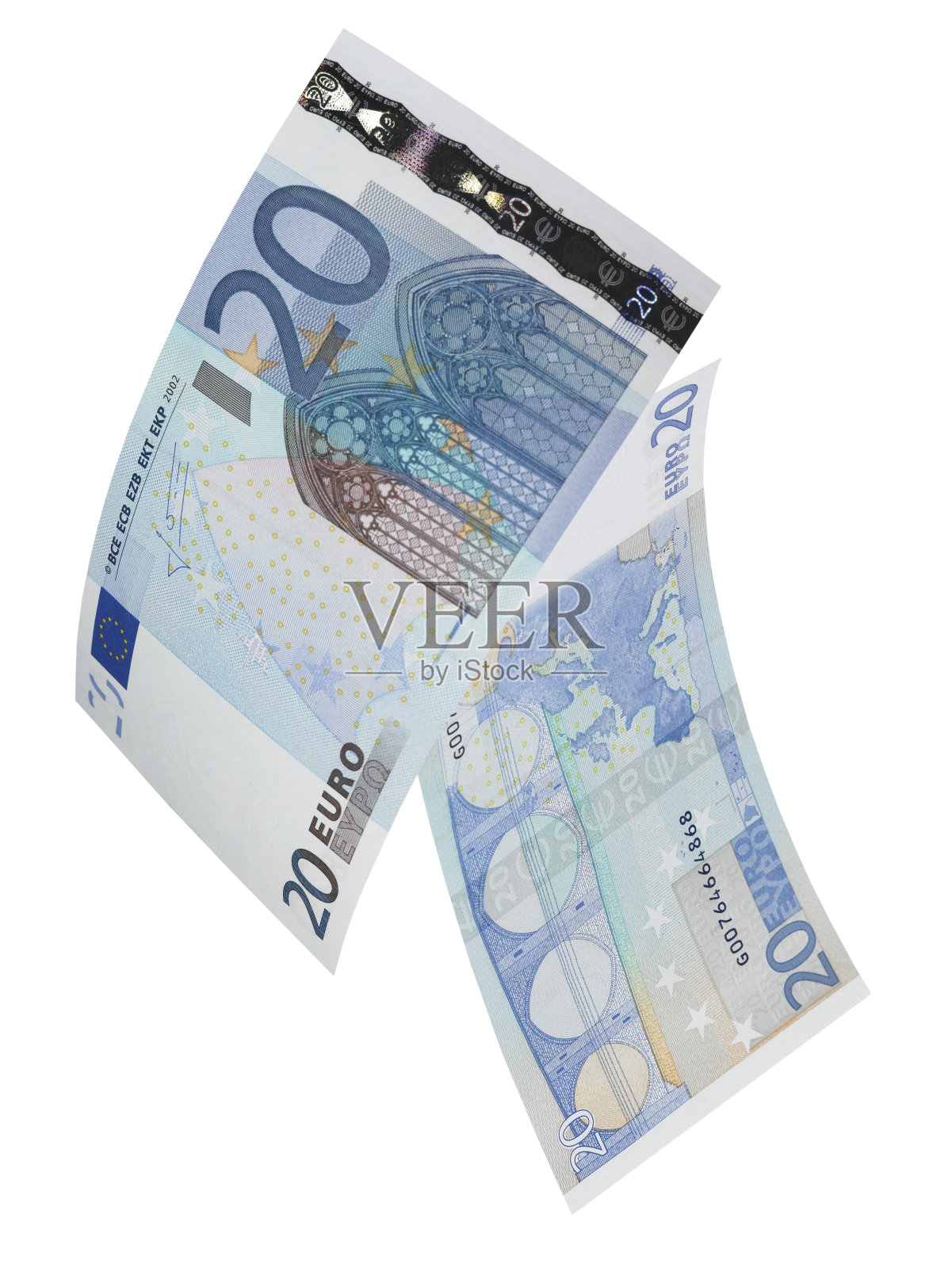 20欧元纸币拼贴。垂直格式照片摄影图片