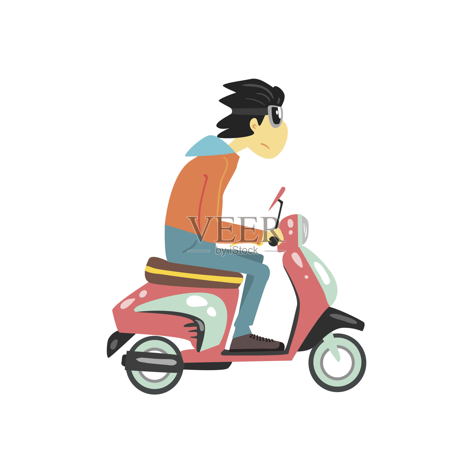 骑滑板车的人插画图片素材