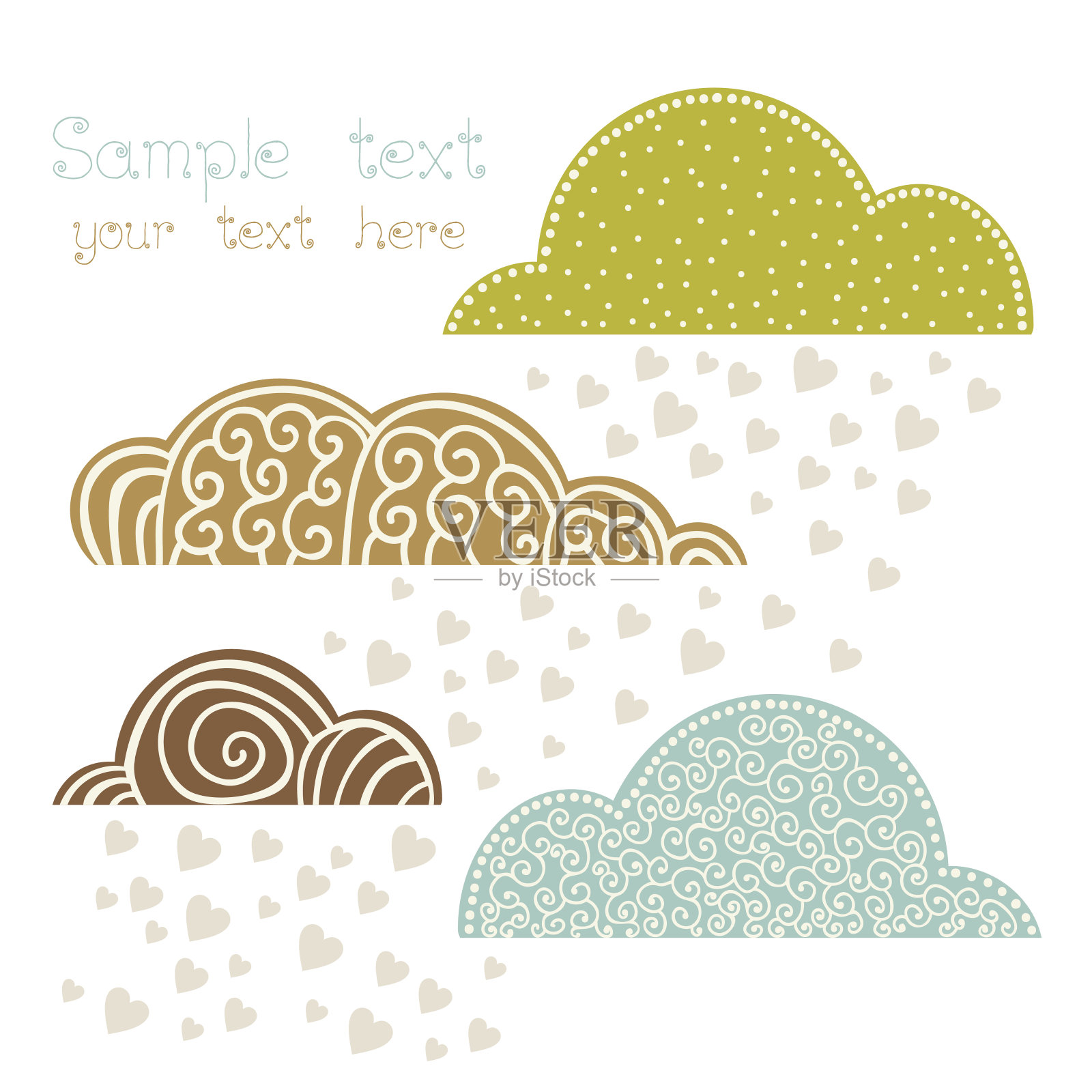 雨的心随云，秋的背景插画图片素材