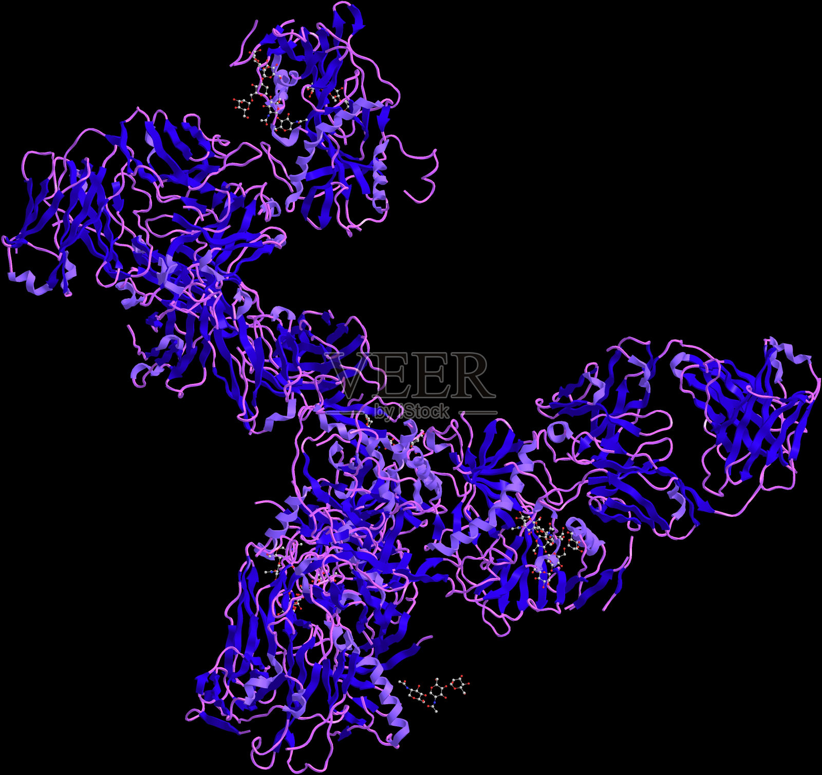 埃博拉糖蛋白分子分离在黑色照片摄影图片