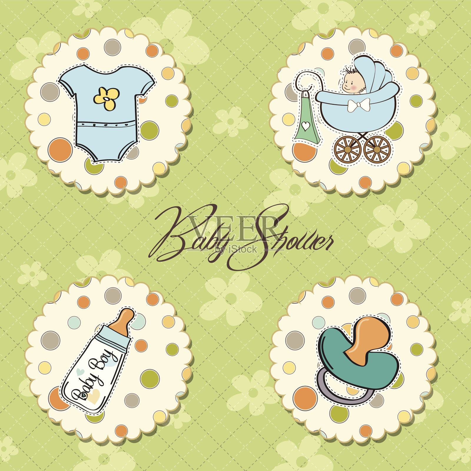 卡通宝贝男孩物品收藏插画图片素材