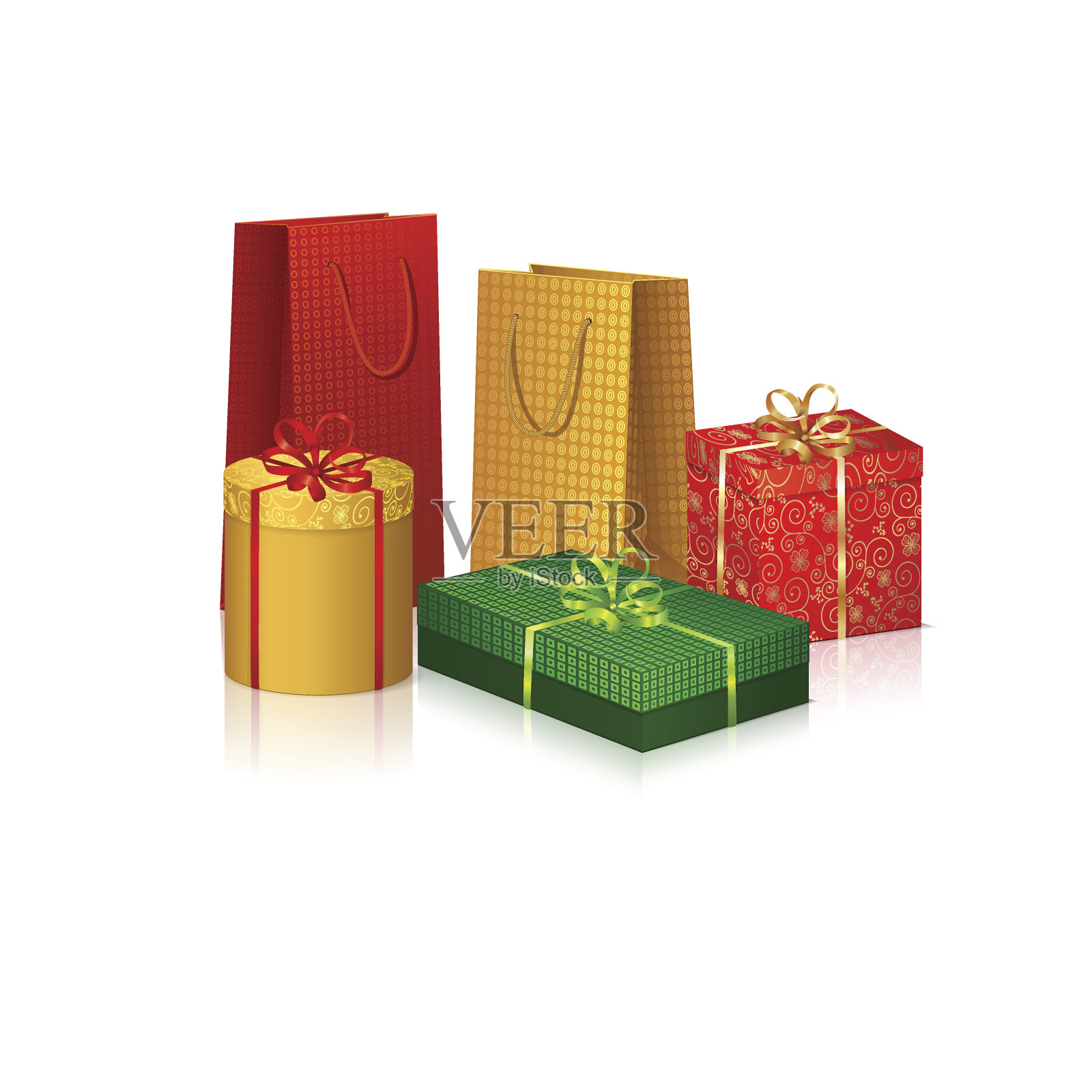 装有节日礼物的彩色盒子插画图片素材