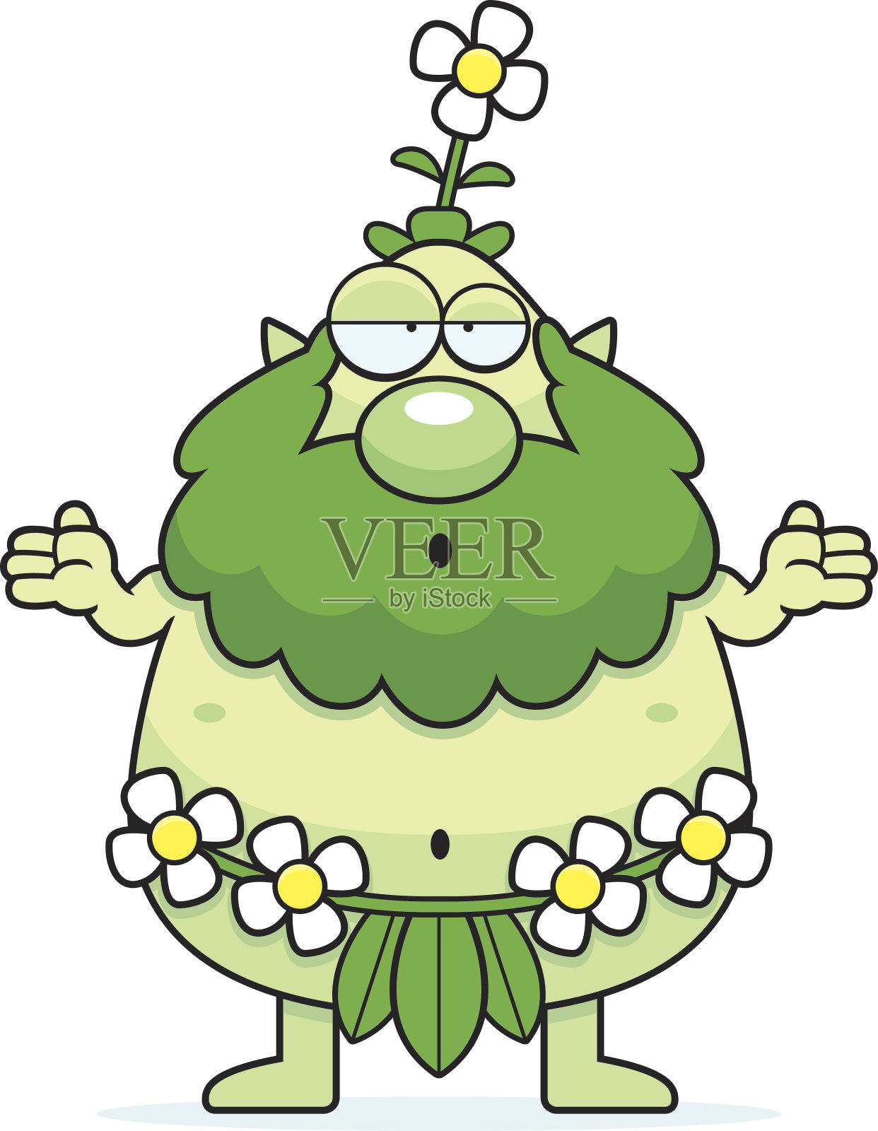 困惑的卡通森林精灵插画图片素材