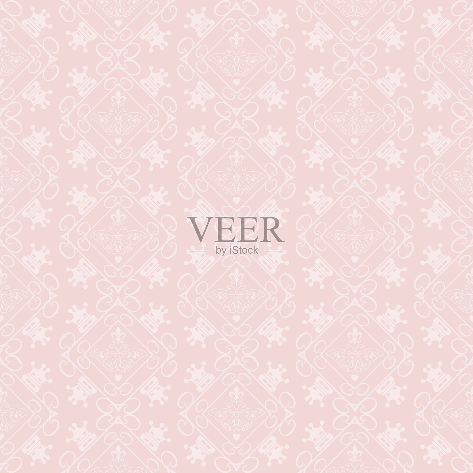 大马士革墙纸图案-无缝插画图片素材