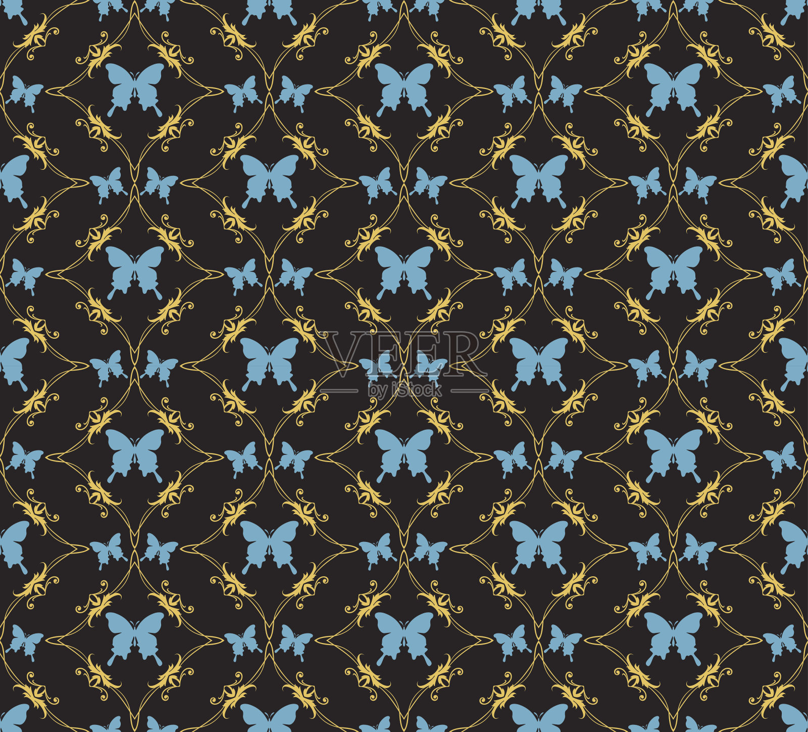 大马士革墙纸图案-无缝插画图片素材