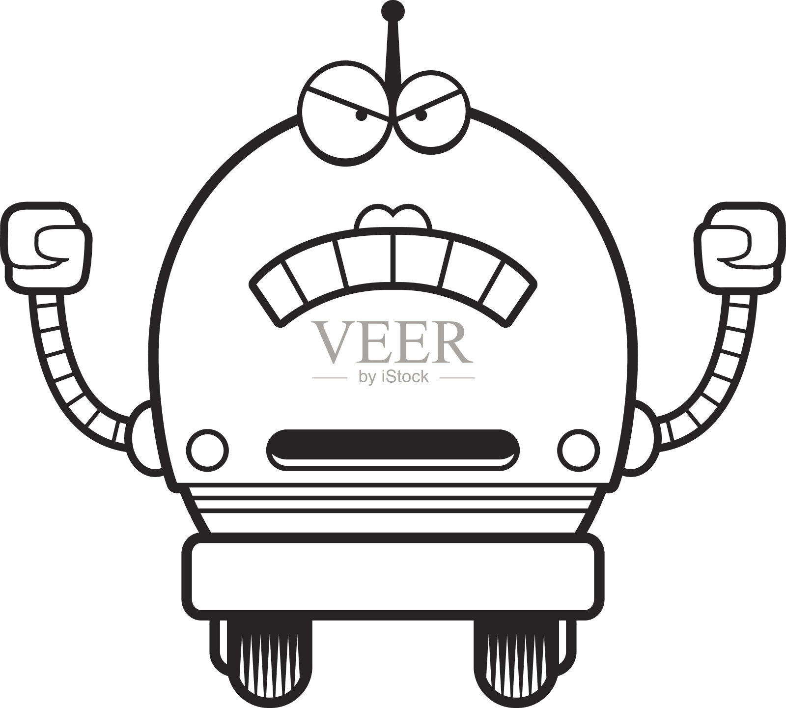 愤怒的女机器人插画图片素材