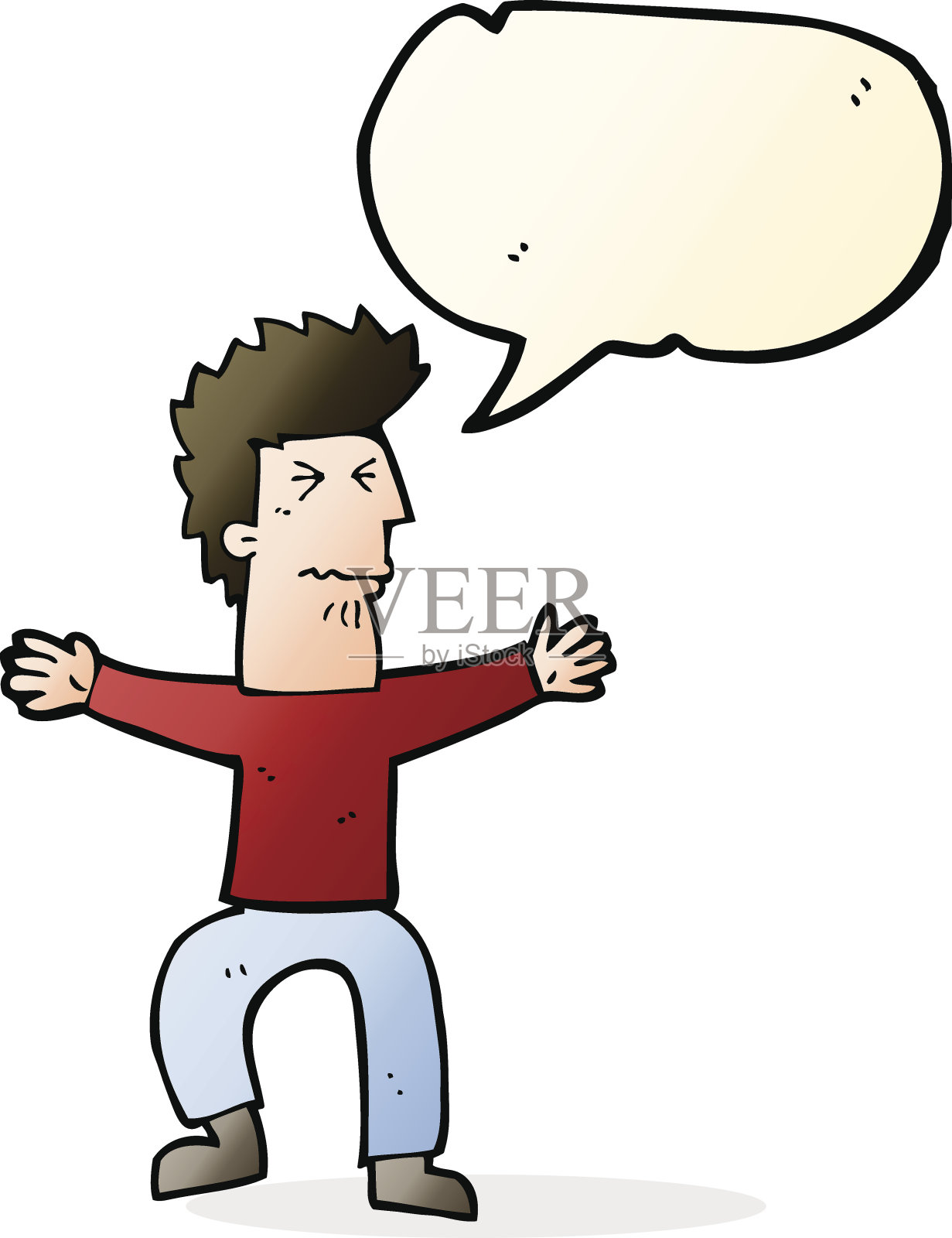 卡通压力大的男人与对话气泡设计元素图片