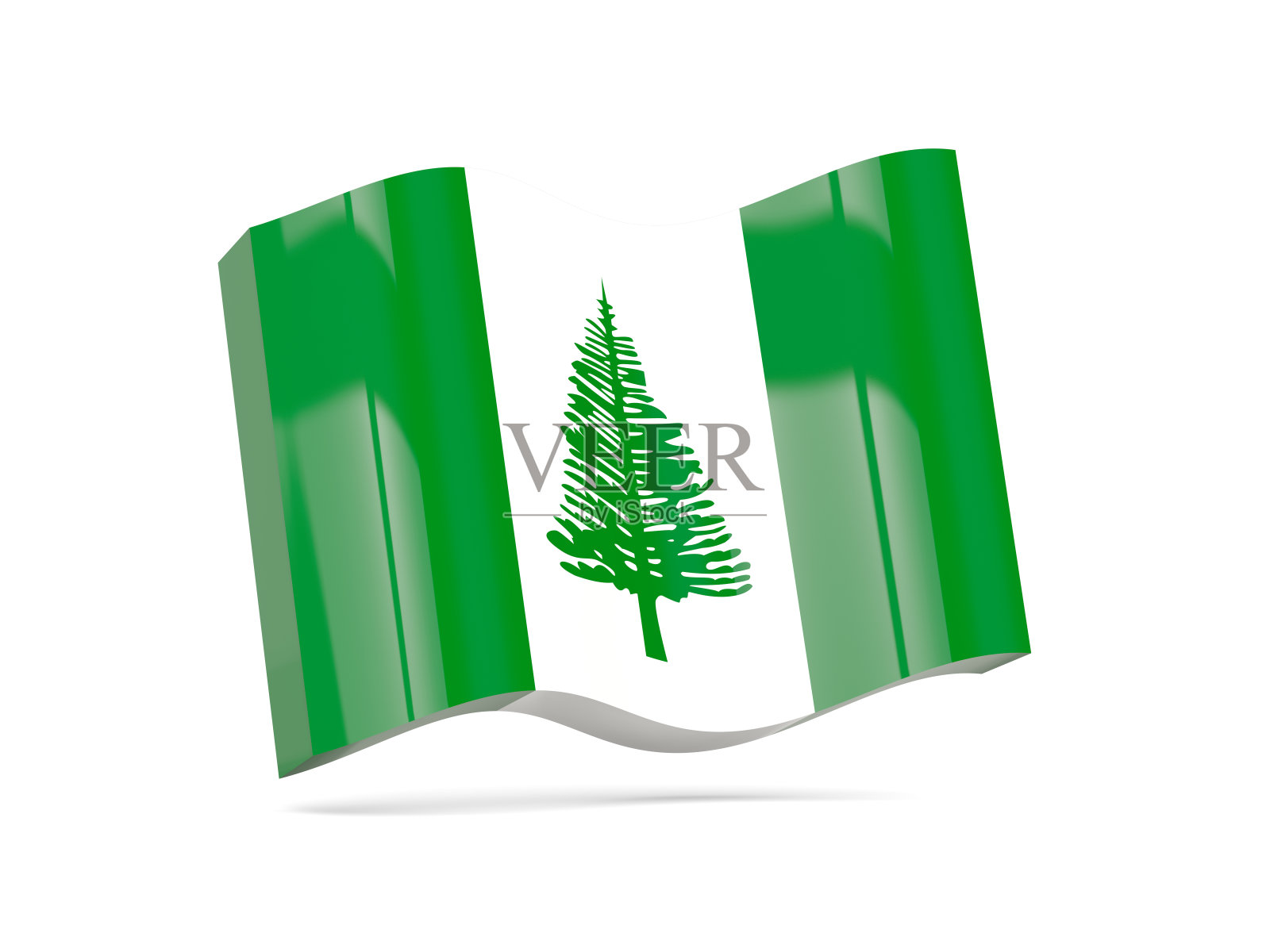 诺福克岛旗帜上的波浪图标照片摄影图片