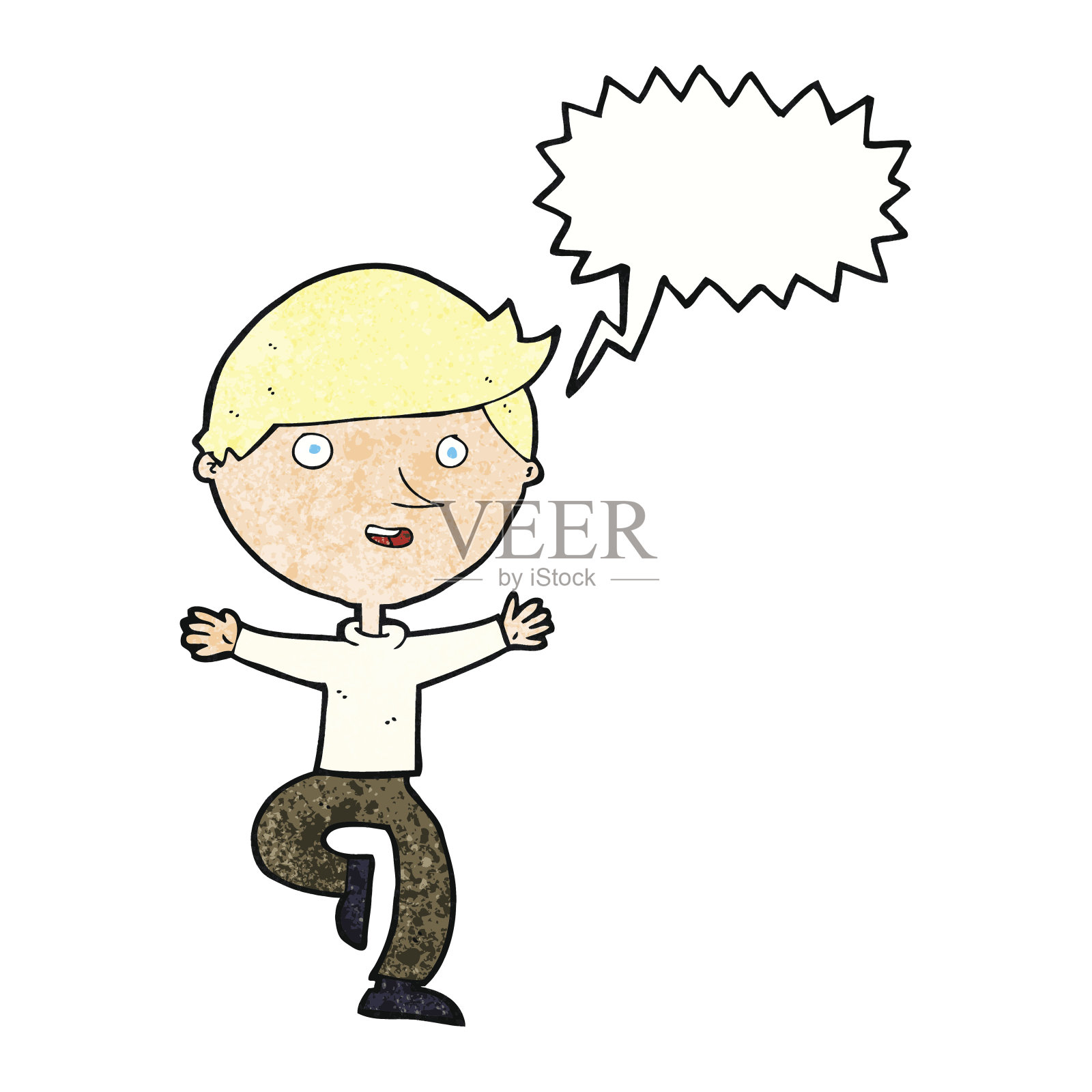 带有对话气泡的兴奋的卡通男人设计元素图片