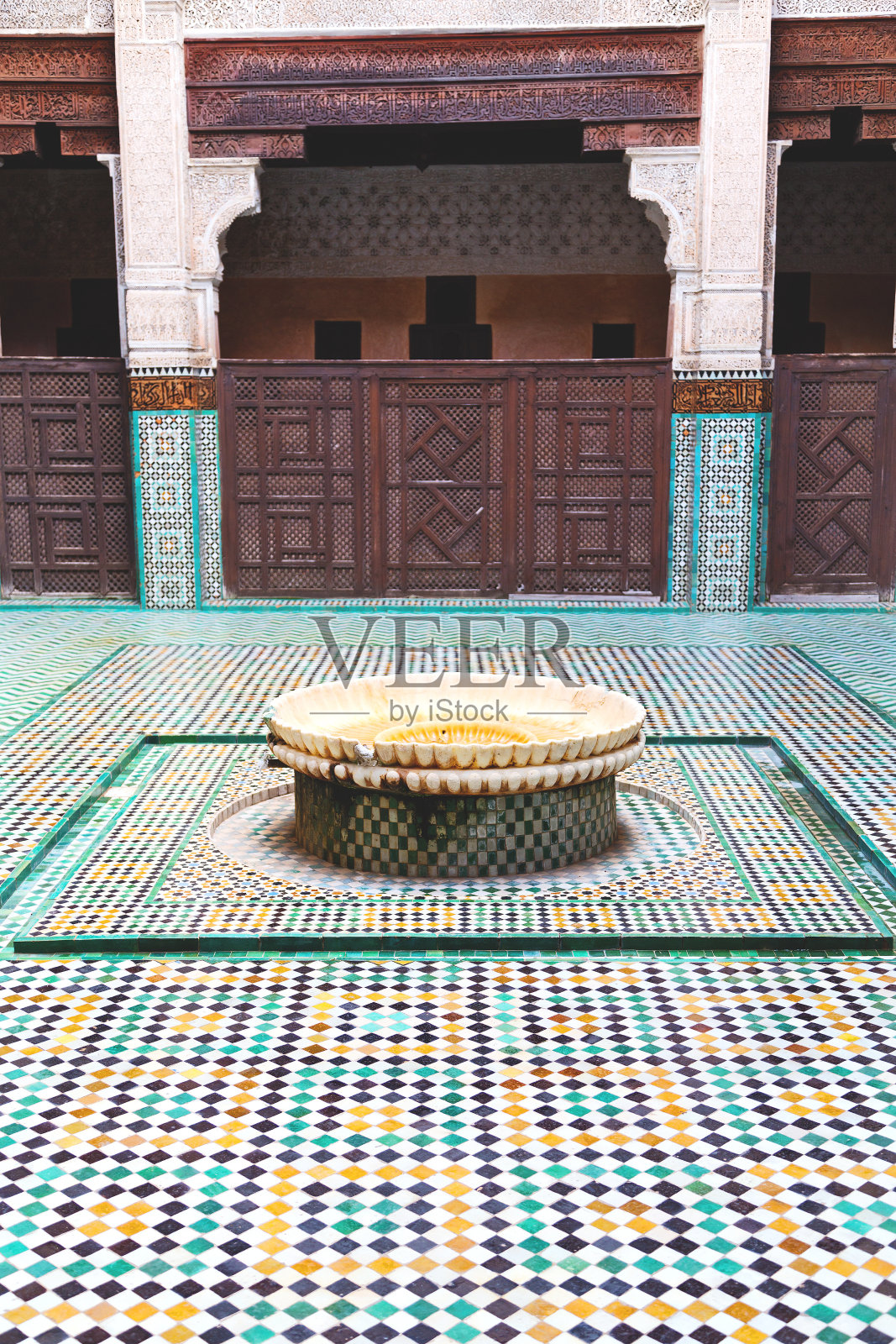 喷泉在摩洛哥非洲清真寺宫殿照片摄影图片