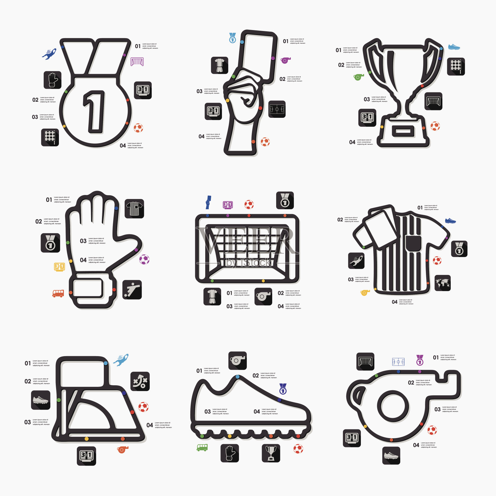 足球信息图表图标素材