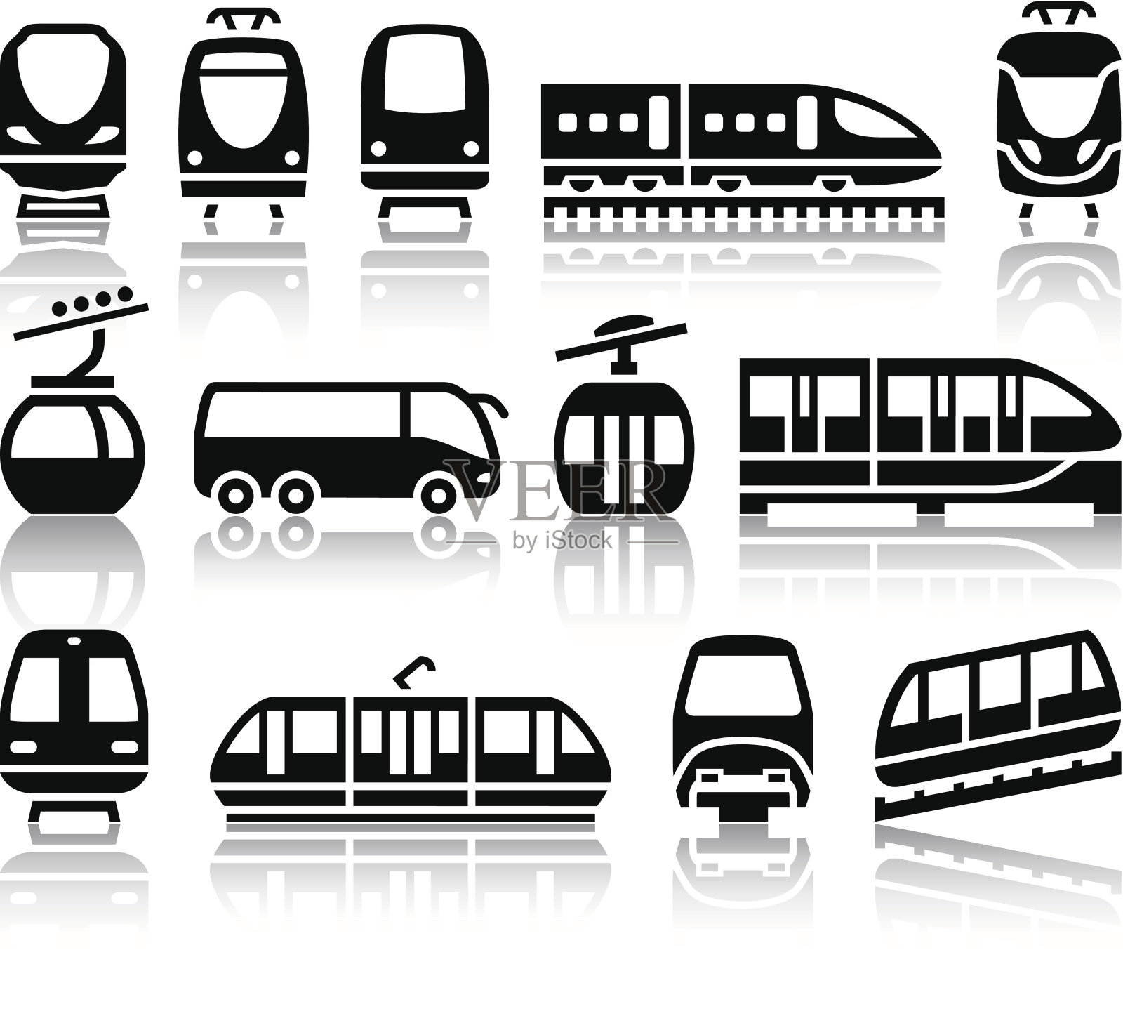 乘客和公共交通的黑色图标图标素材