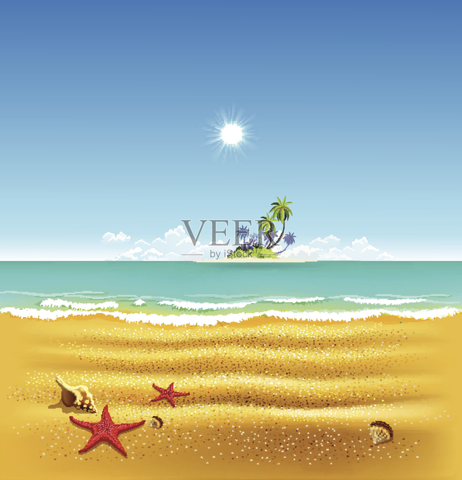 暑假旅行背景。插画图片素材