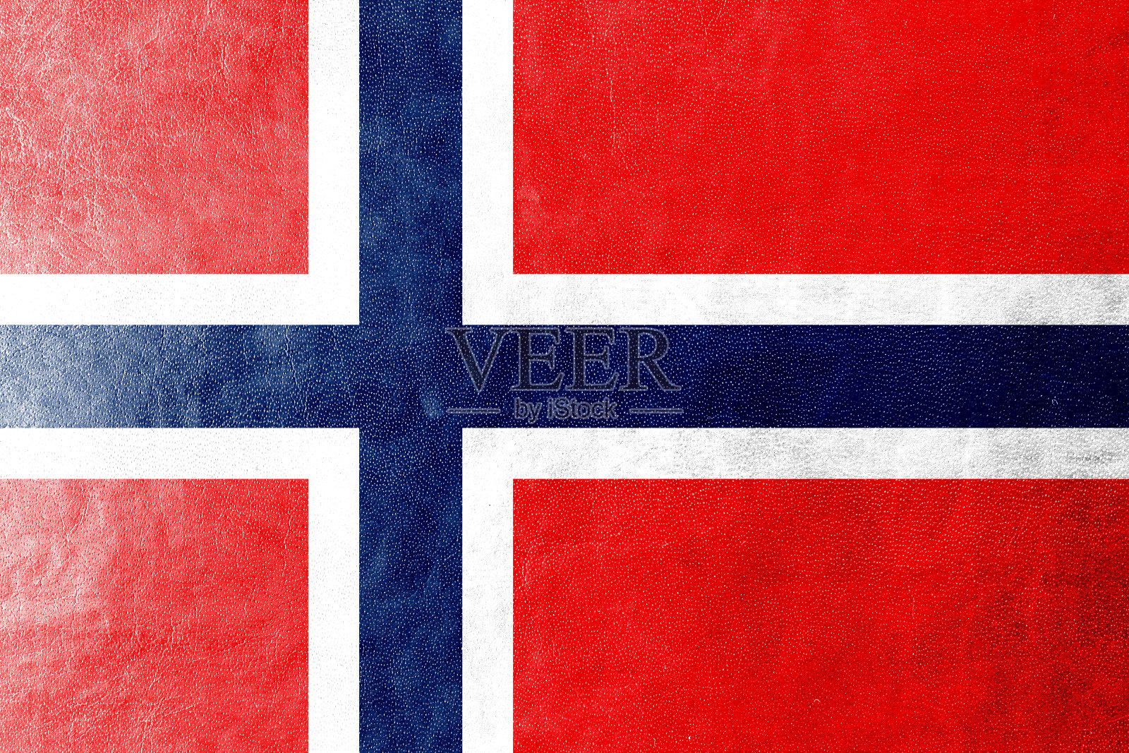 绘制在皮革纹理上的挪威国旗照片摄影图片