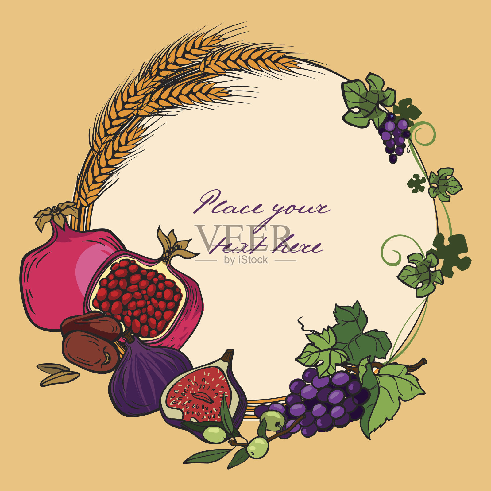 矢量贺卡Tu Bi-Shvat插画图片素材