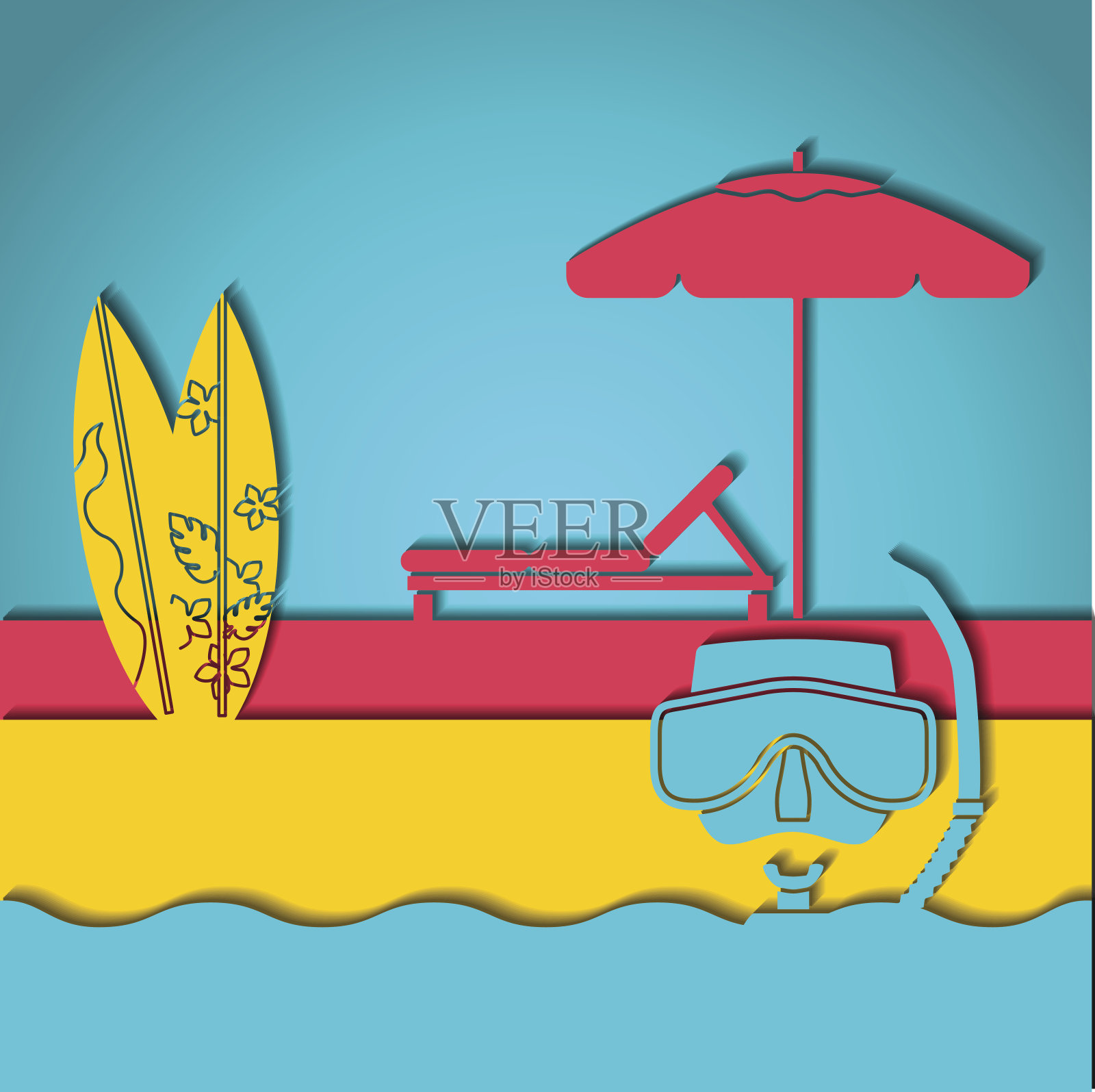 海滩插画图片素材