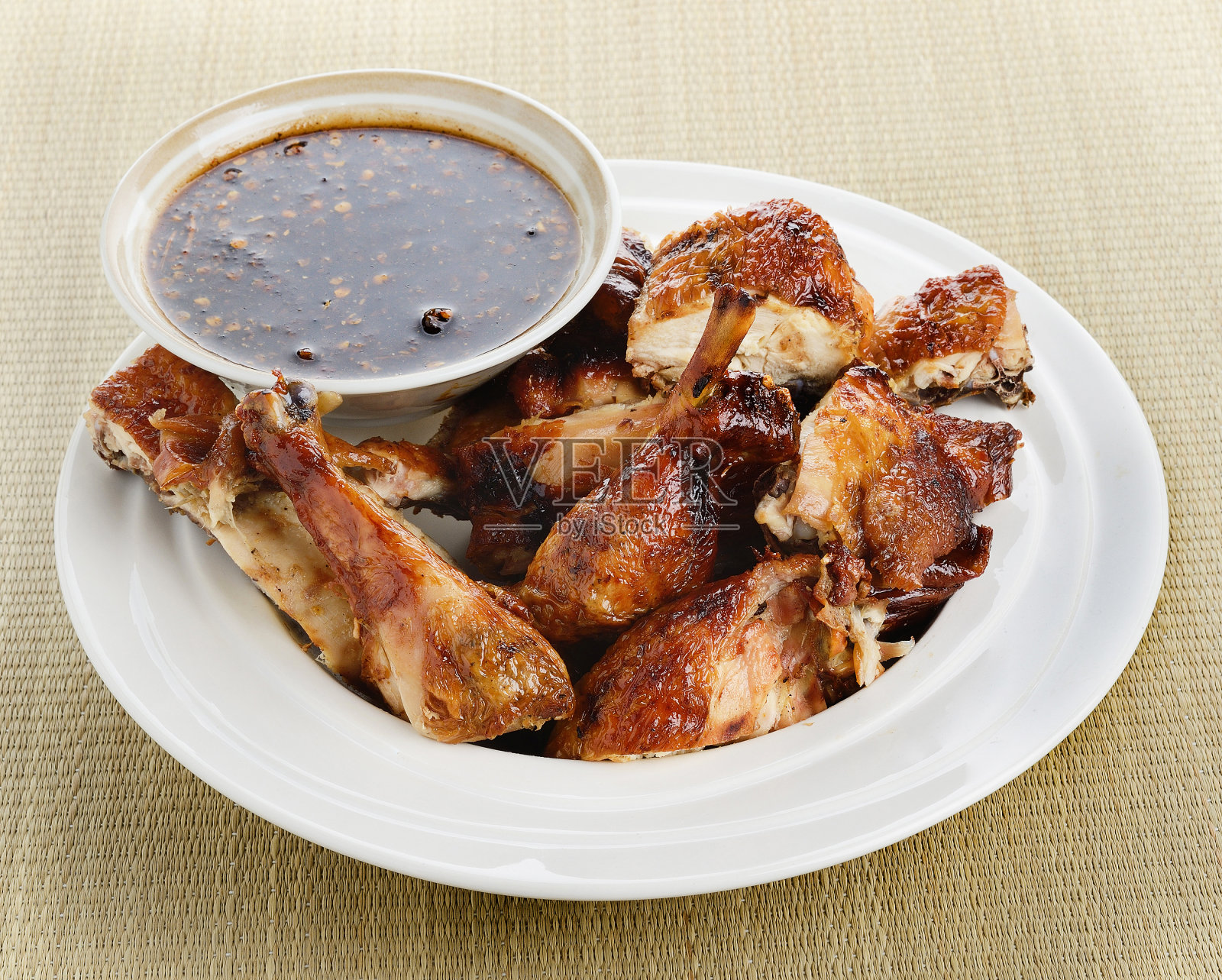 泰式烤鸡垫照片摄影图片