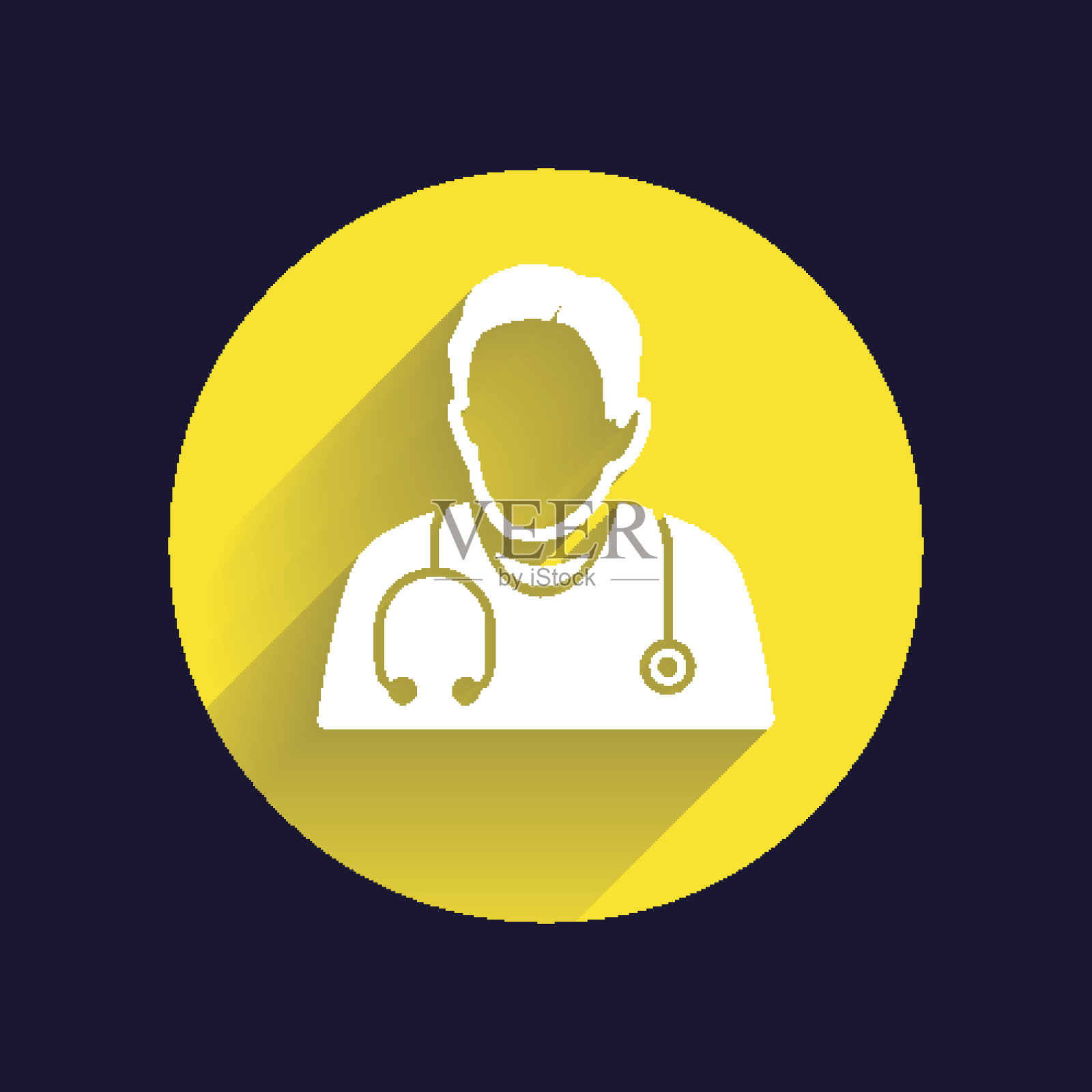 医生脖子上戴着听诊器的图标插画图片素材