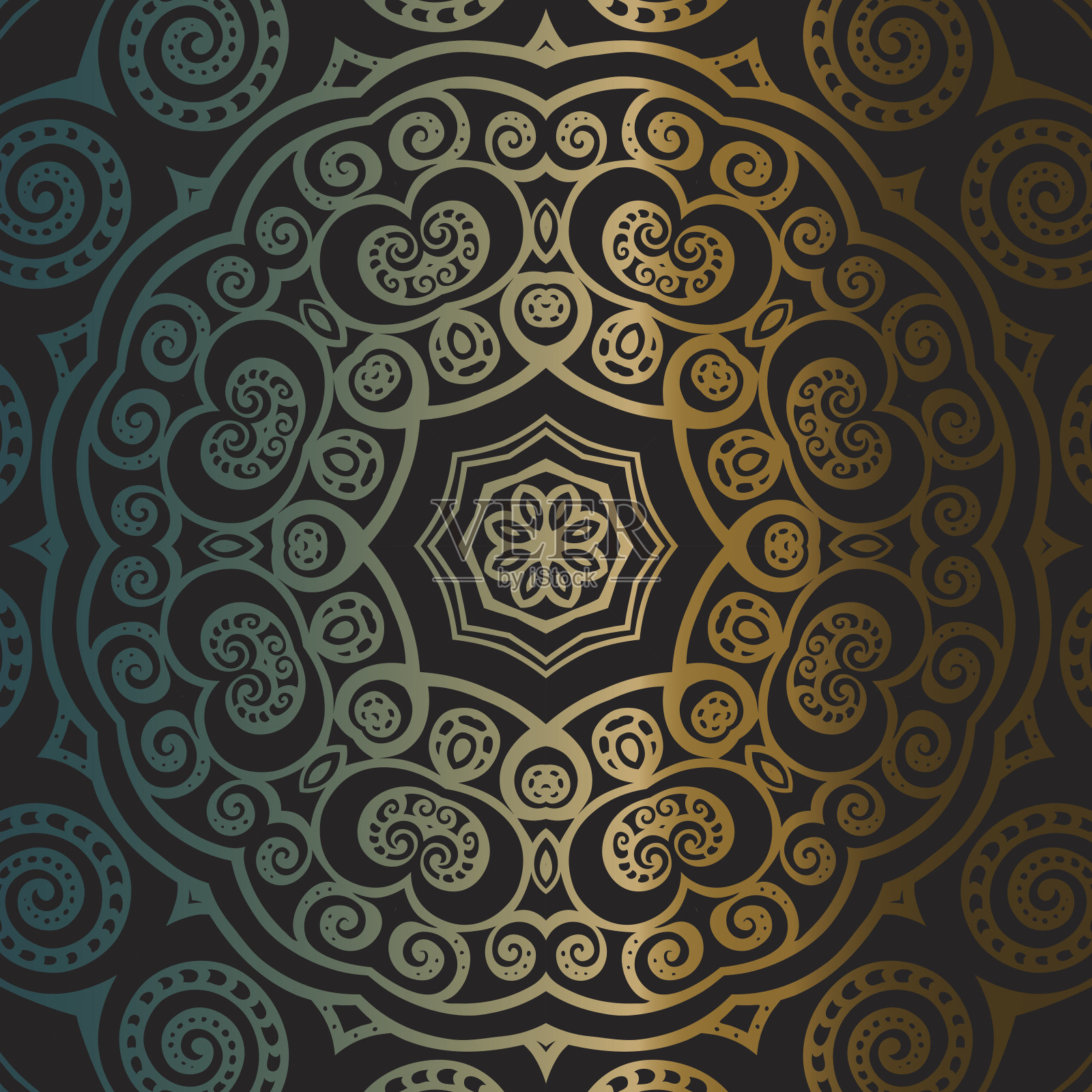 黄金曼荼罗插画图片素材