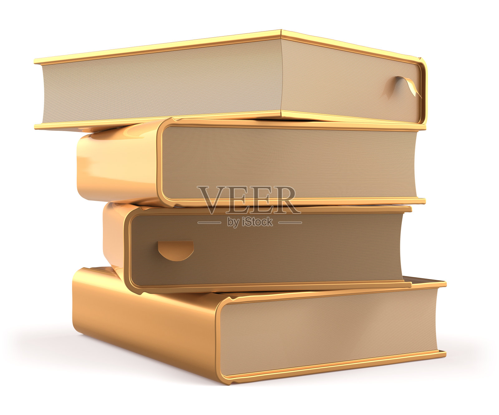 书金黄金空白教科书堆和书签照片摄影图片