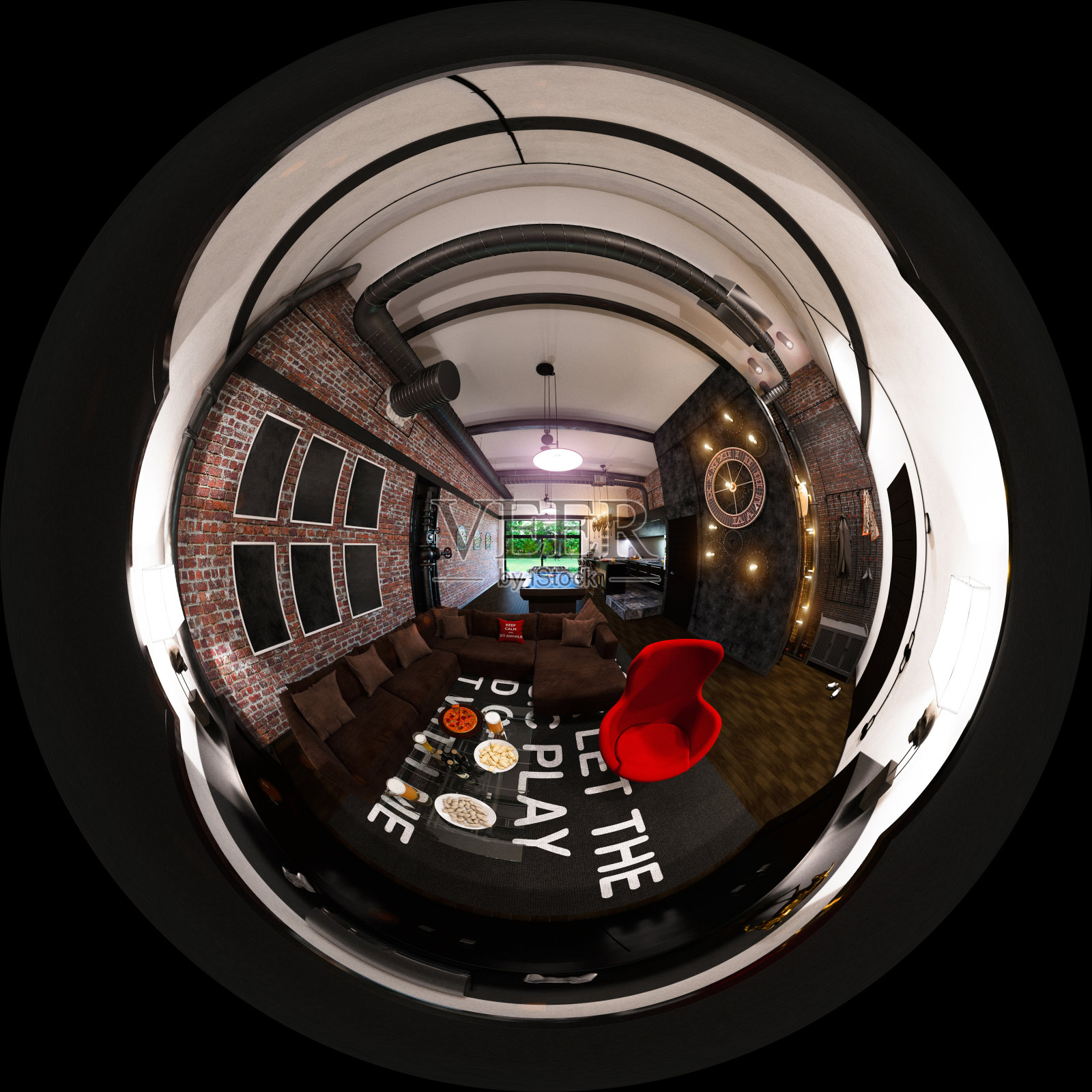 阁楼猪圈无缝全景室内设计照片摄影图片