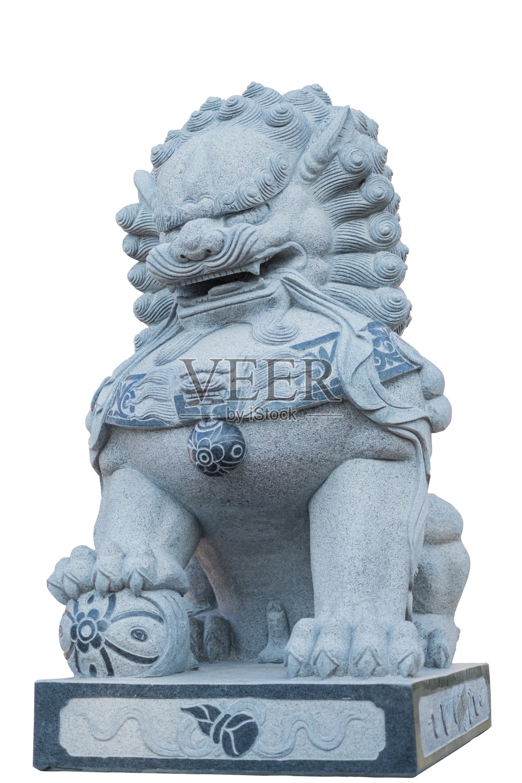 中国的狮子雕像孤立在白色与修剪路径照片摄影图片
