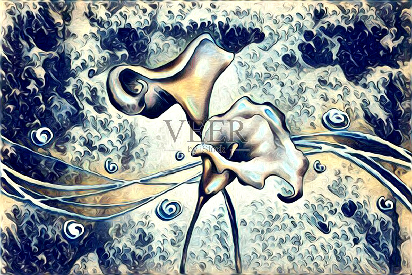 抽象派花卉艺术插画插画图片素材