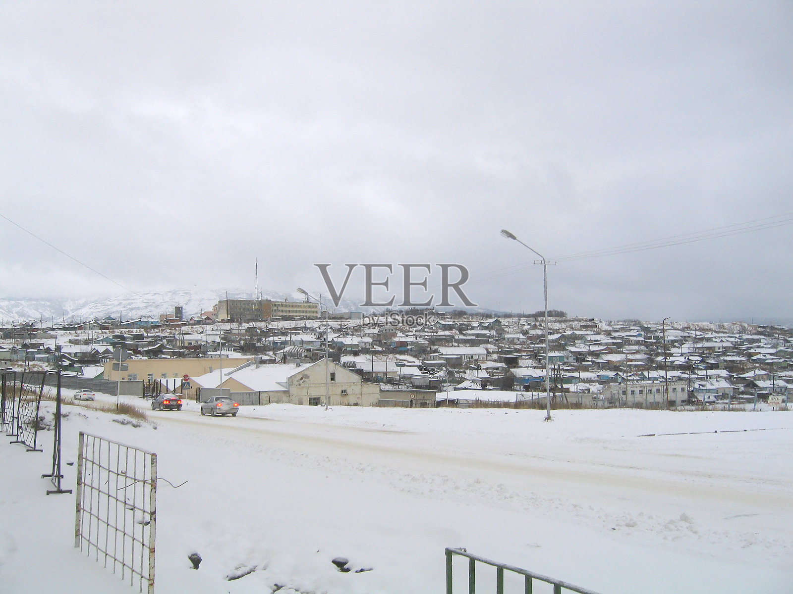 马加丹市的冬天照片摄影图片