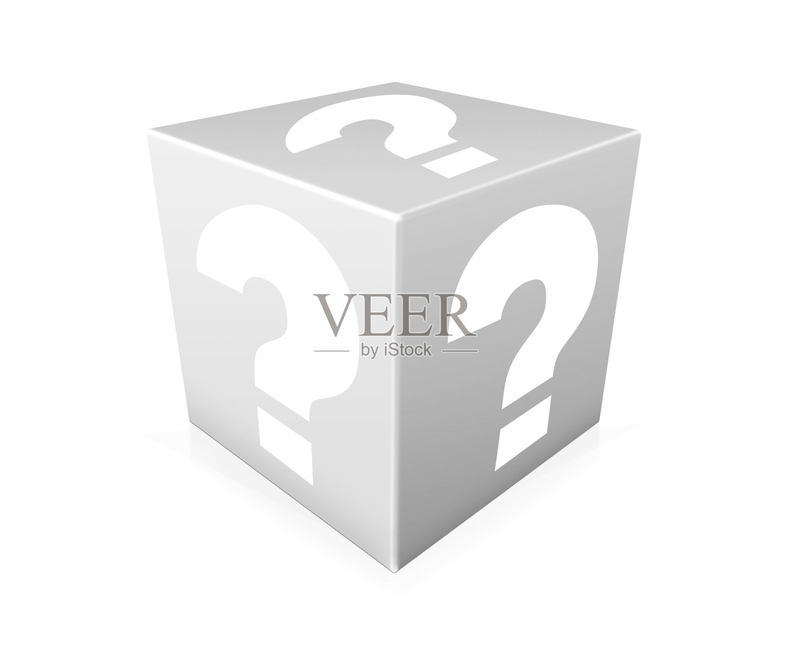 白盒子上的白色问号。插图照片摄影图片