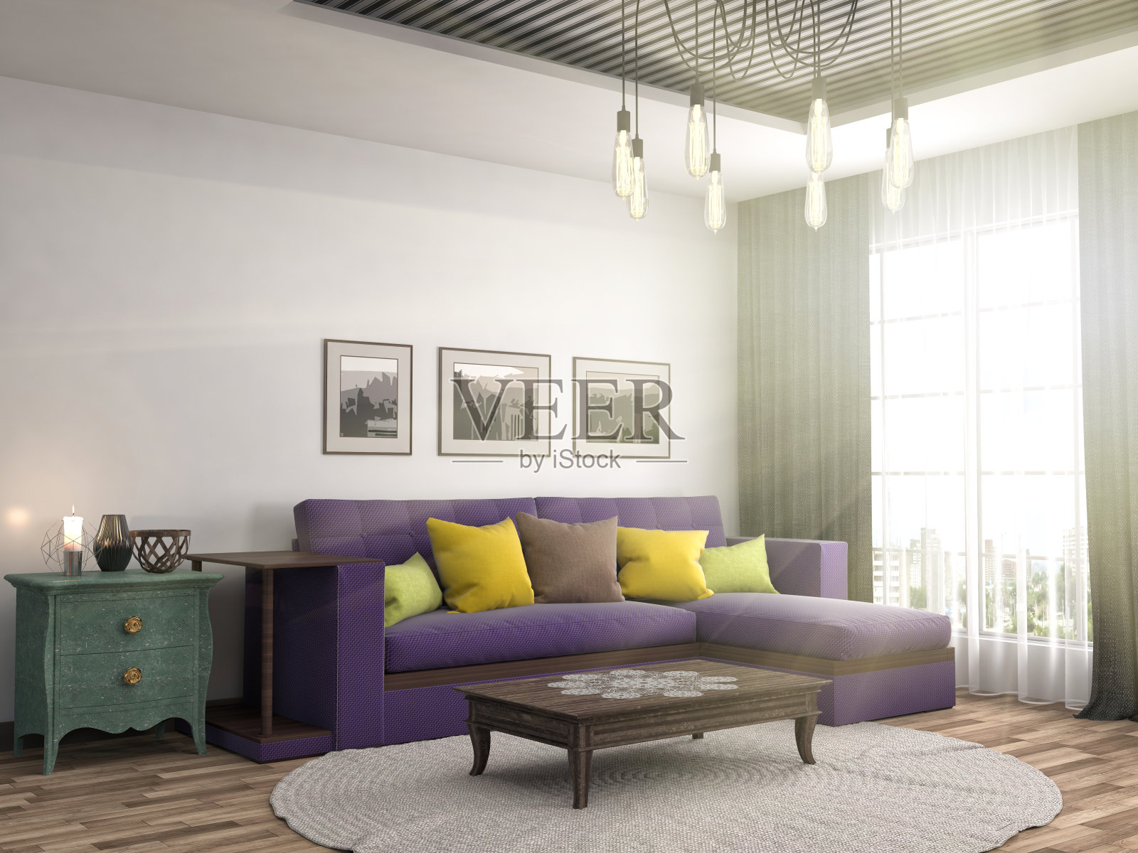 室内用沙发。三维演示照片摄影图片